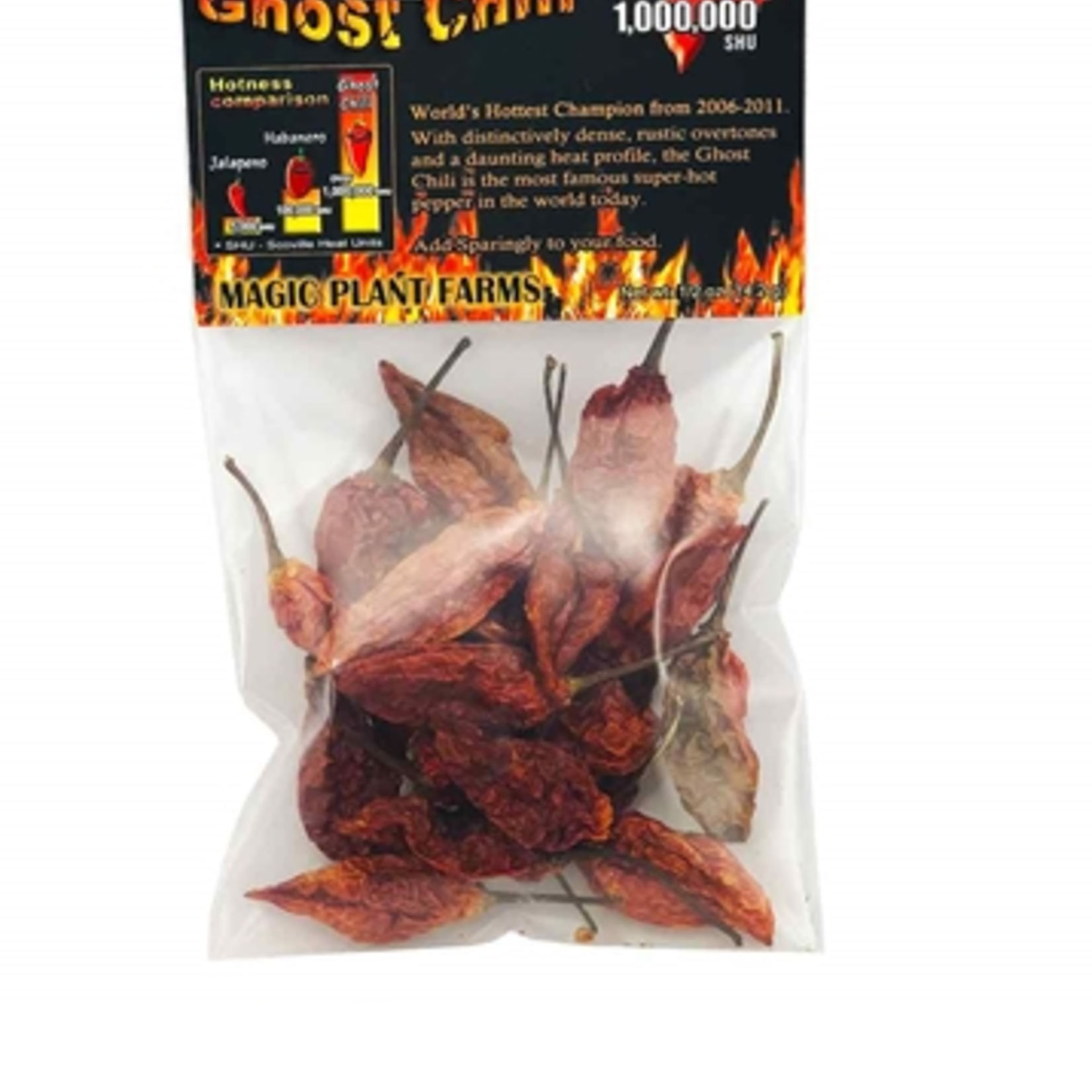 Magic Plant Premium Whole Dried Ghost Chili Pods, 1/2 oz. | Heat Rating: 10