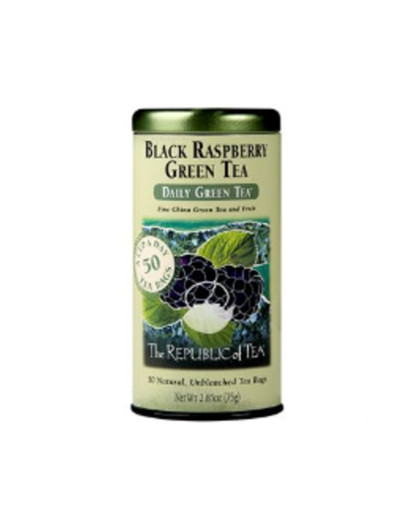 The Republic of Tea Black Raspberry Green Tea, 50 Bag Tin