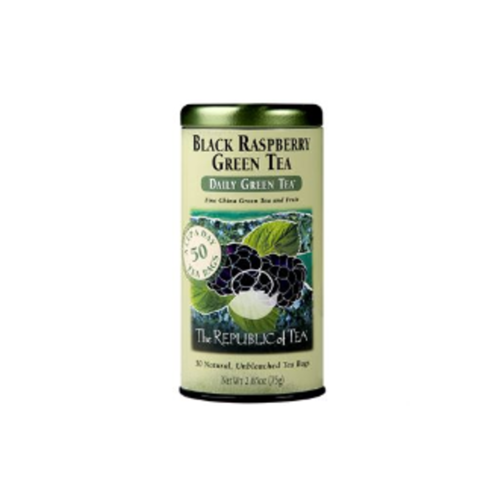 The Republic of Tea Black Raspberry Green Tea, 50 Bag Tin