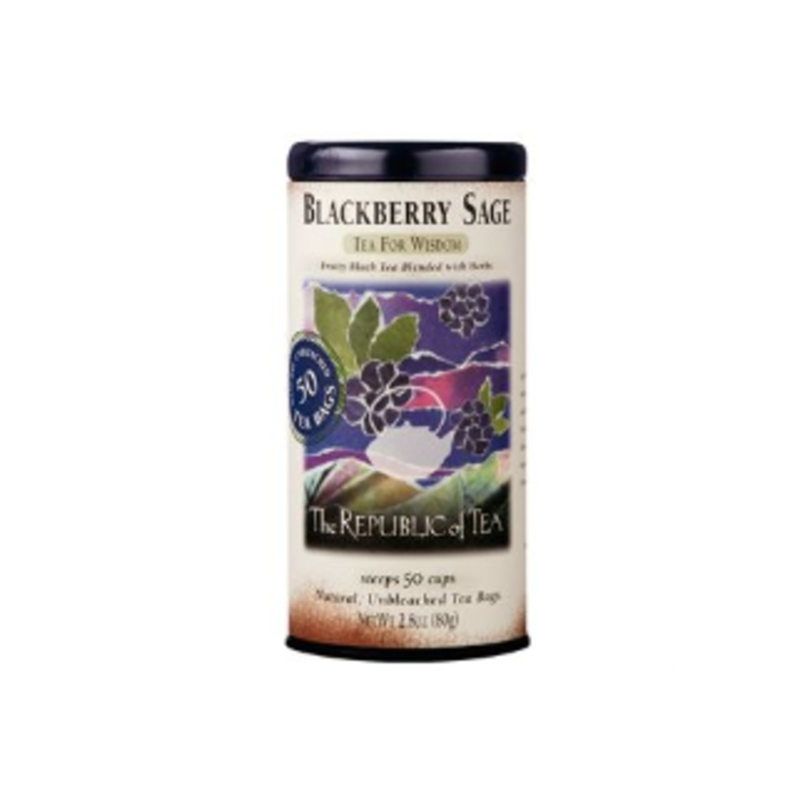 The Republic of Tea Blackberry Sage Black Tea, 50 Bag Tin