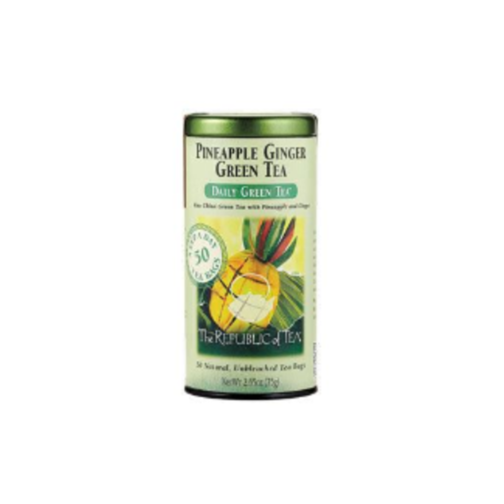 The Republic of Tea Pineapple Ginger Green Tea, 50 Bag Tin