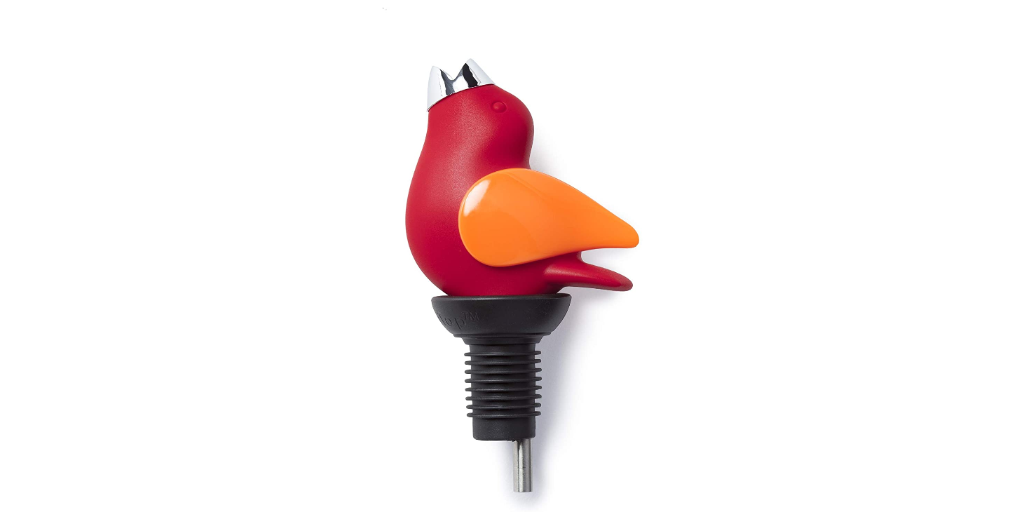Chirpy Top Wine Pouring Spout, Red Orange Duluth Kitchen Co