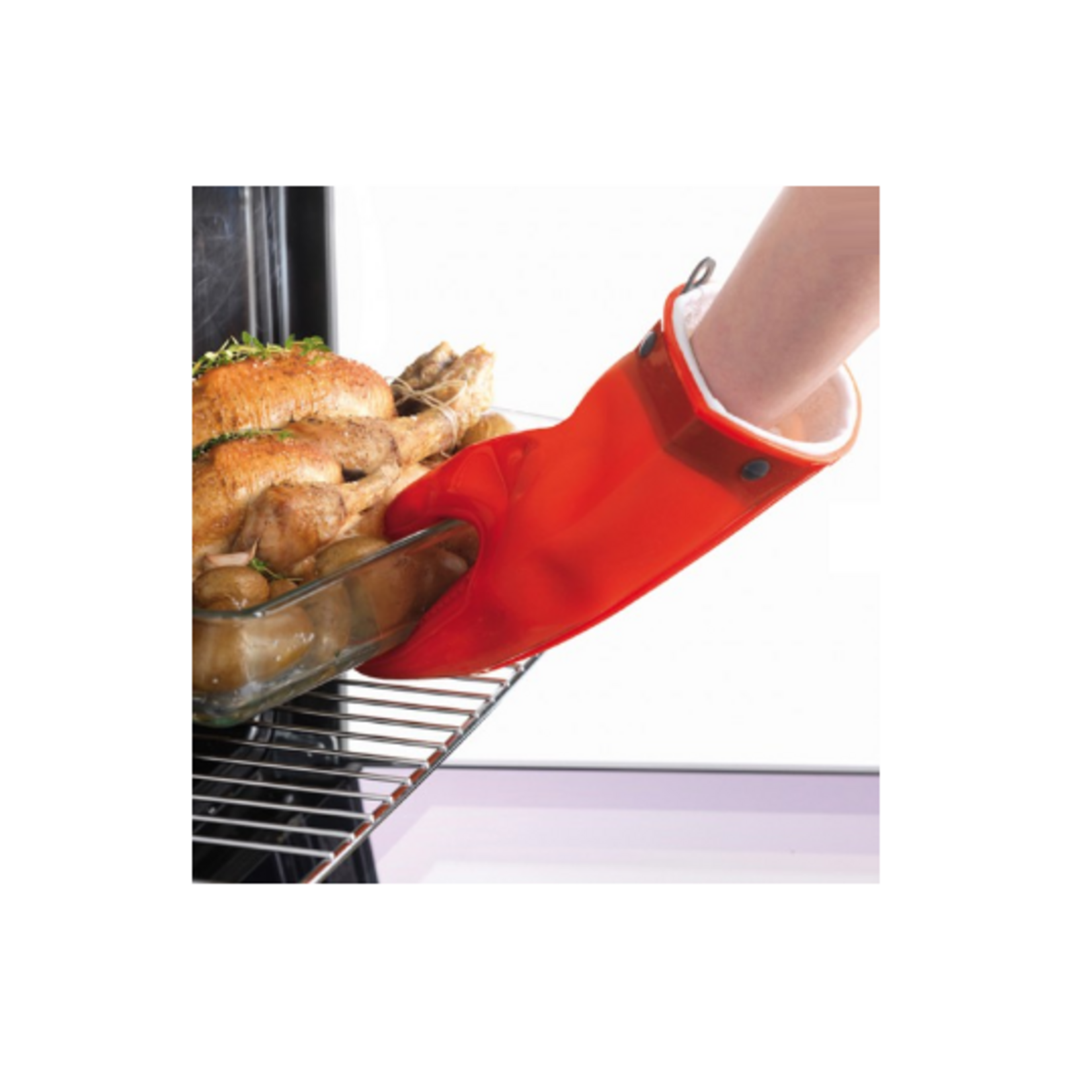 Silicone Mitt + Cotton Lining Red