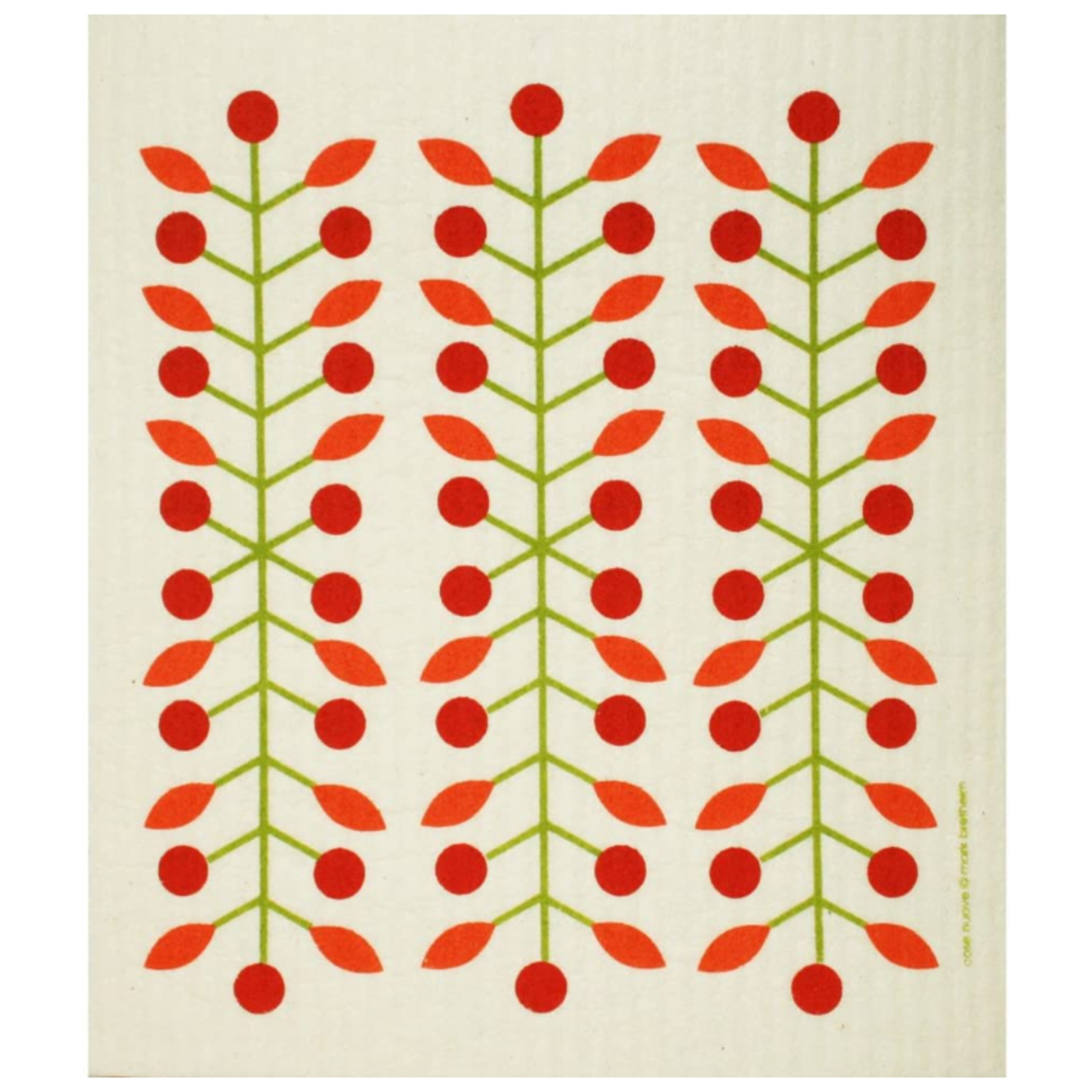 Cose Nuove Swedish Dishcloth, Berry Branch, Red, All Year | Cose Nuove