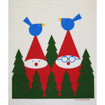 Cose Nuove Swedish Dishcloth, Tomte & Birds, Winter | Cose Nuove