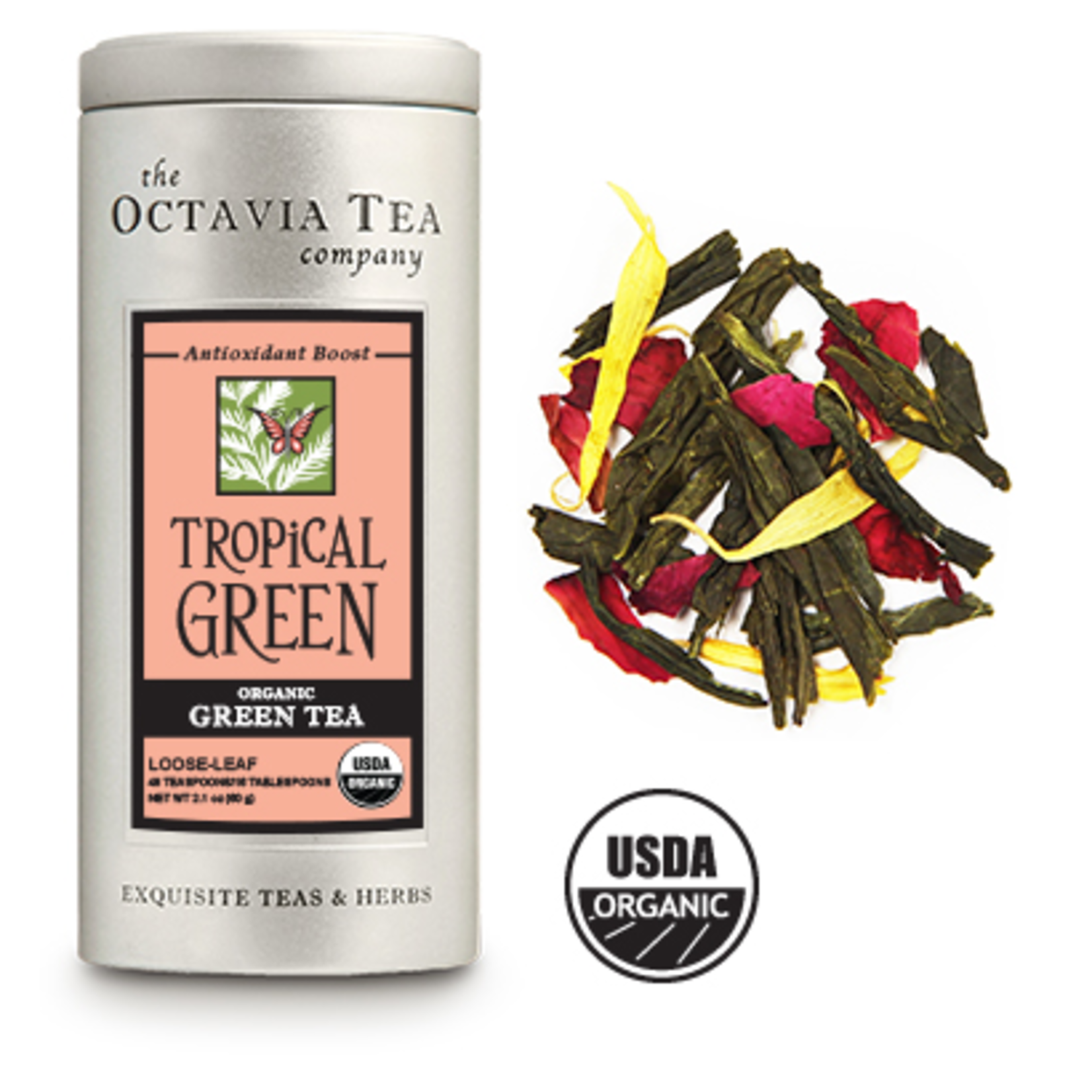 Octavia Tea Company Tropical Green Tea Tin, Loose Leaf | Octavia Tea Company