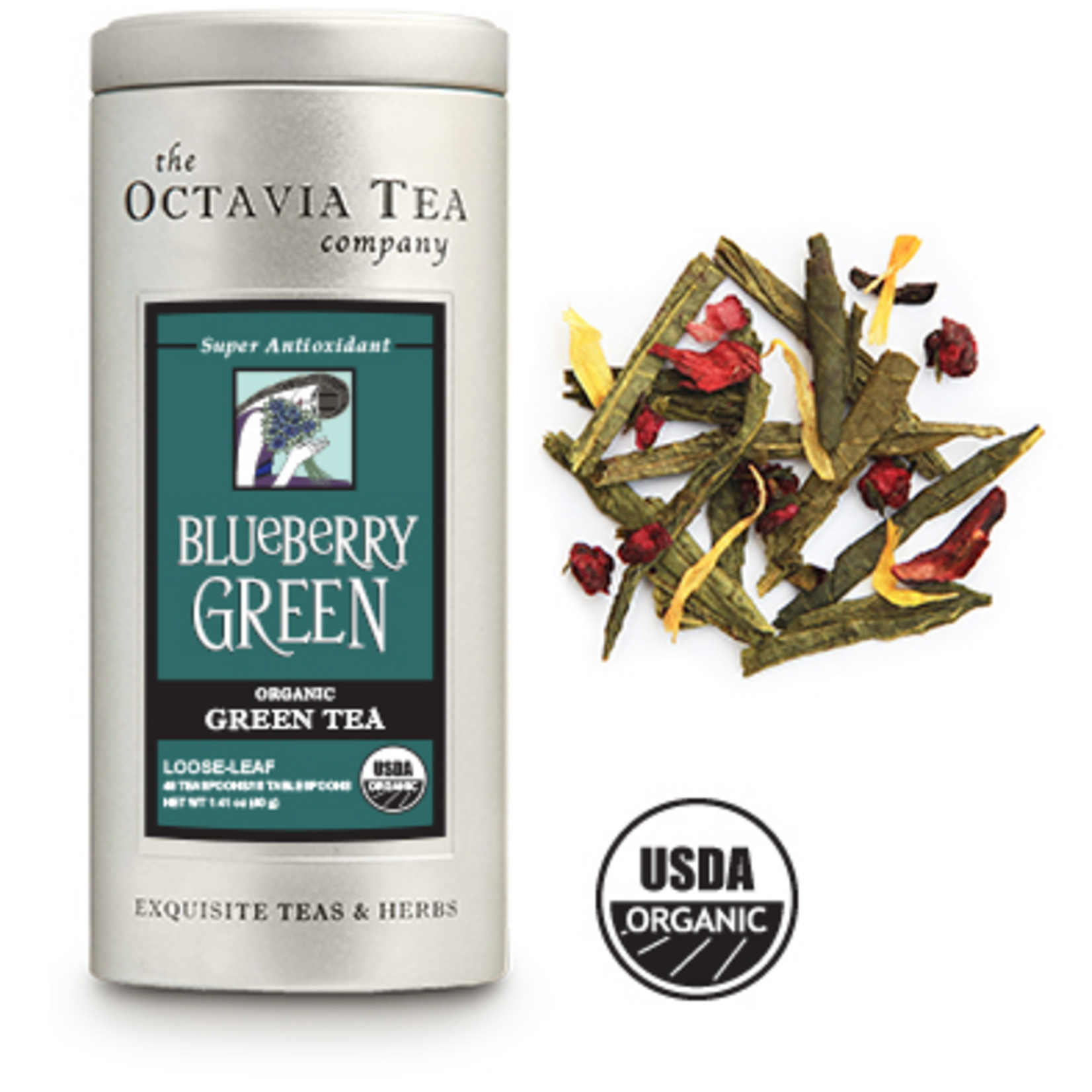 Octavia Tea Company Blueberry Green Tea Tin, Loose Leaf | Octavia Tea Company