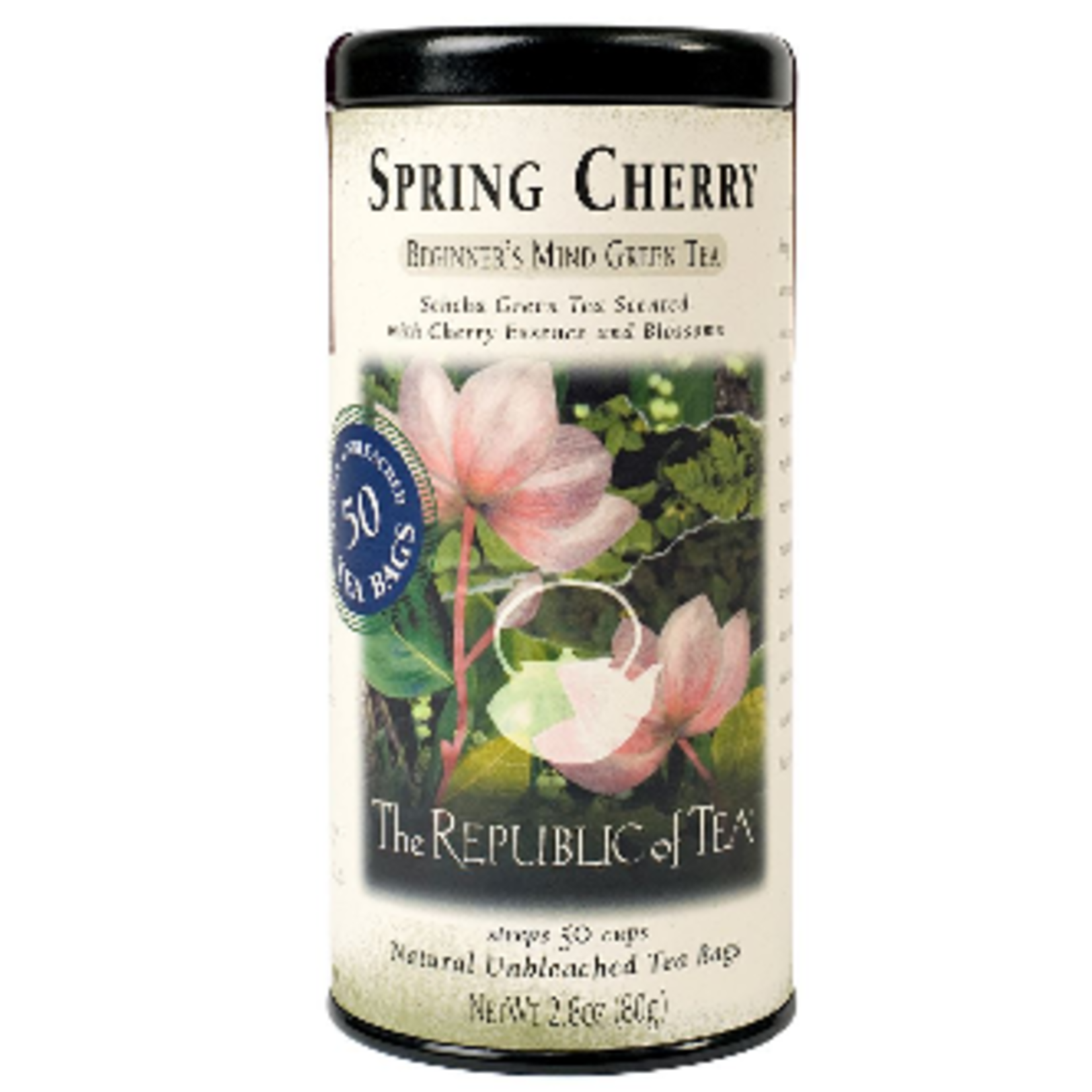 The Republic of Tea Spring Cherry Green Tea 50 Bag Tin