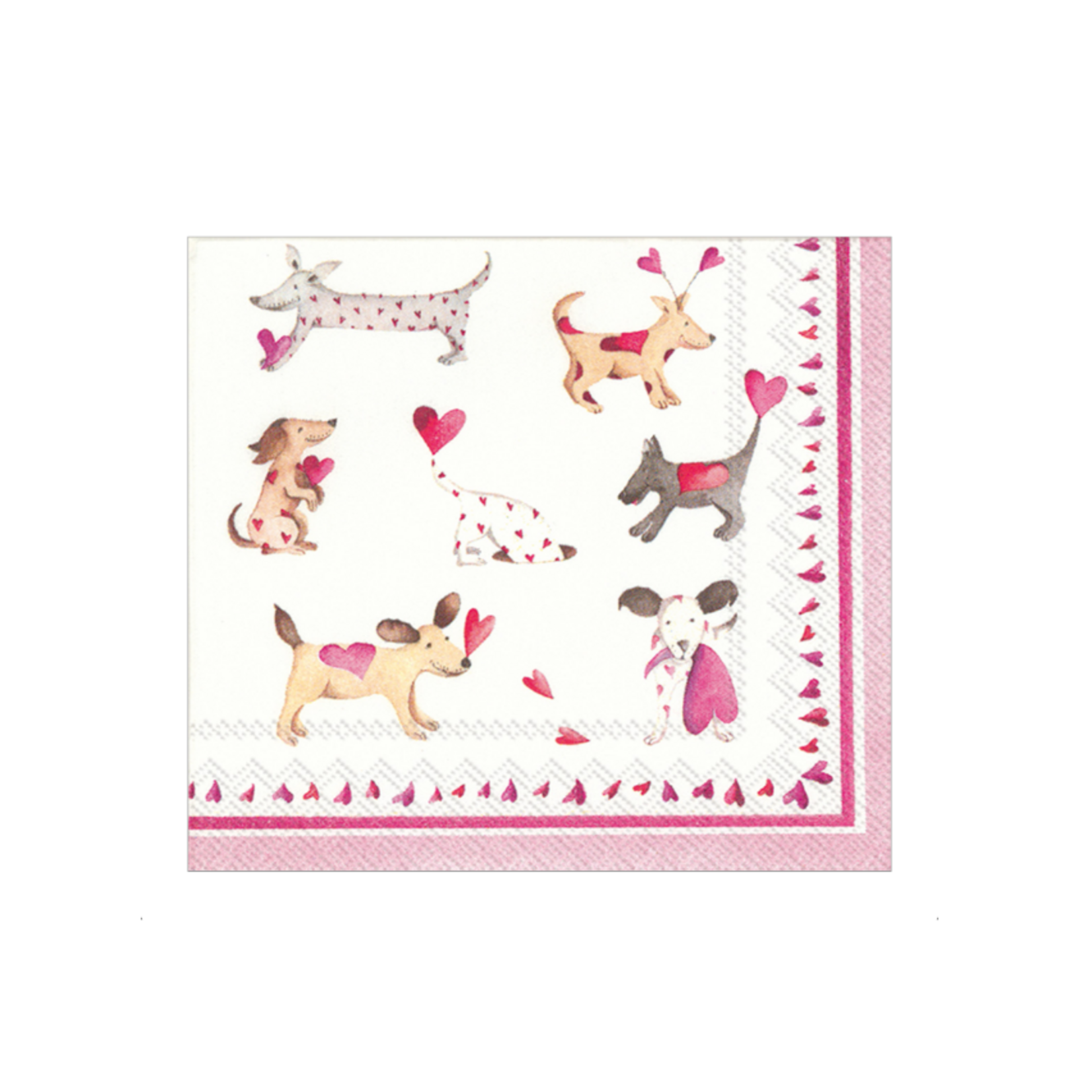 Boston International Cocktail Napkin, Love Heart Dogs | Boston International