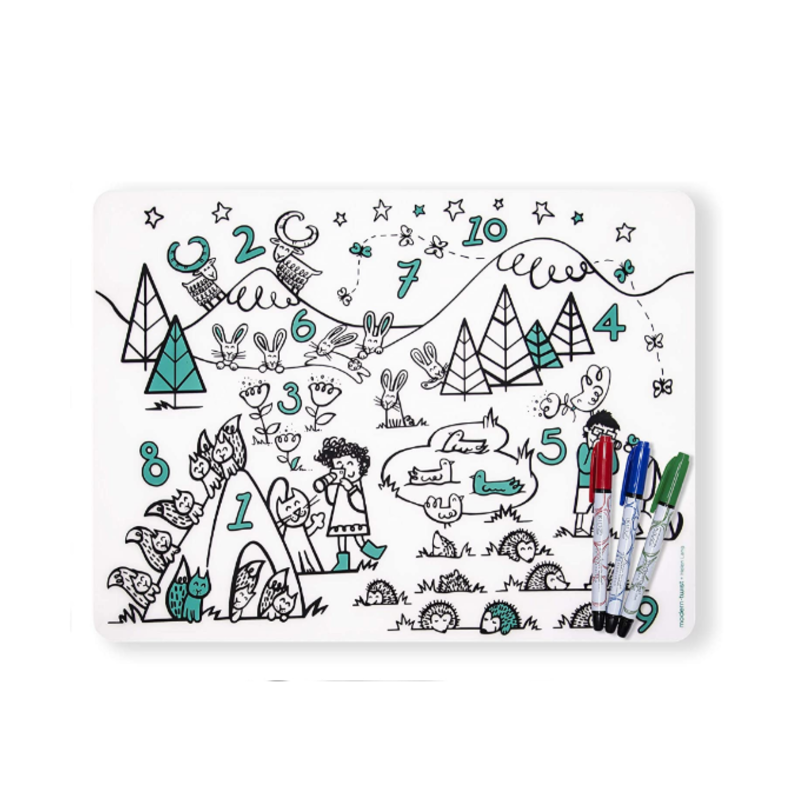 Modern Twist Numbers Placemat and Marker Set