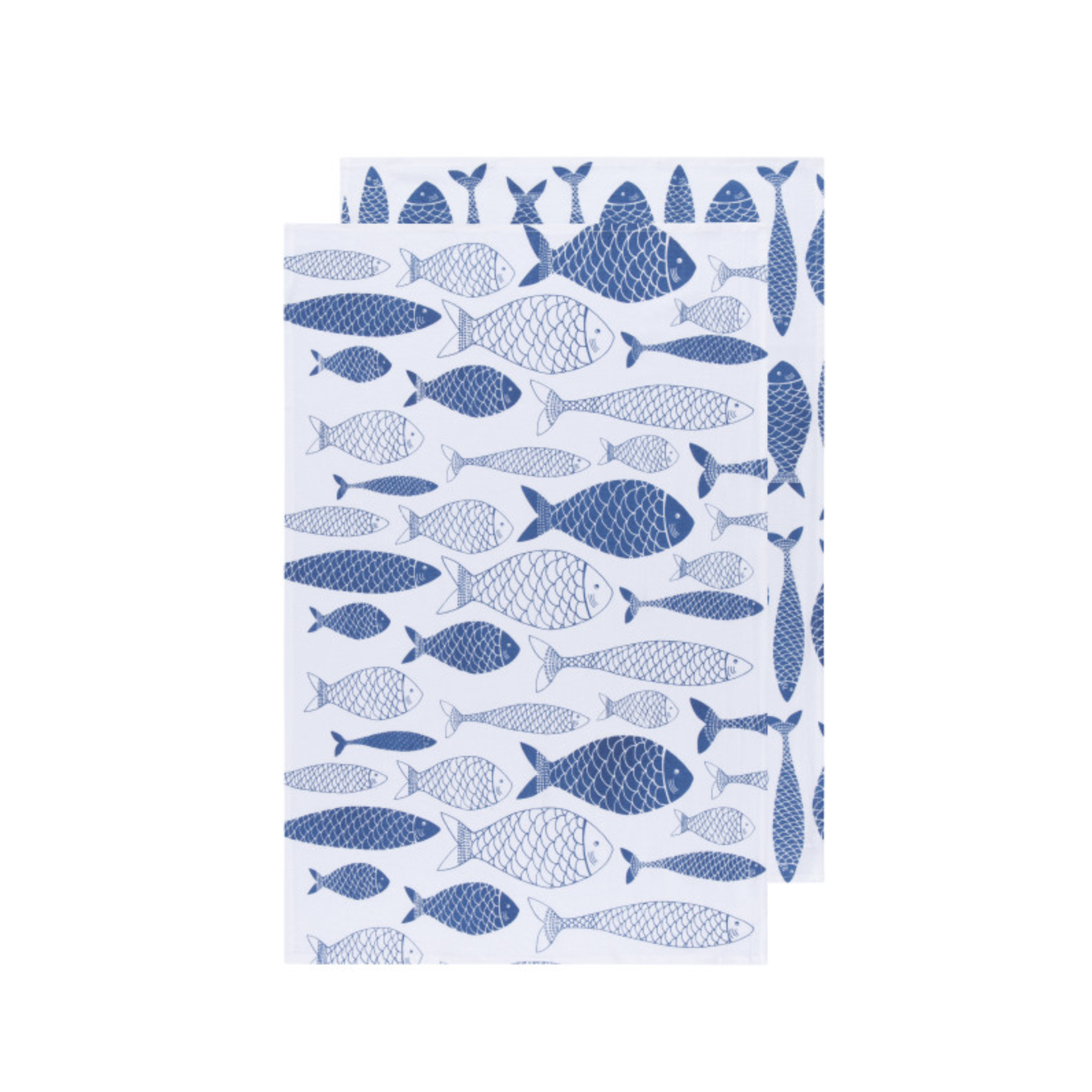 Danica Brands Dishtowel Floursack Set/2 - Fish Print Royal | Danica Brands