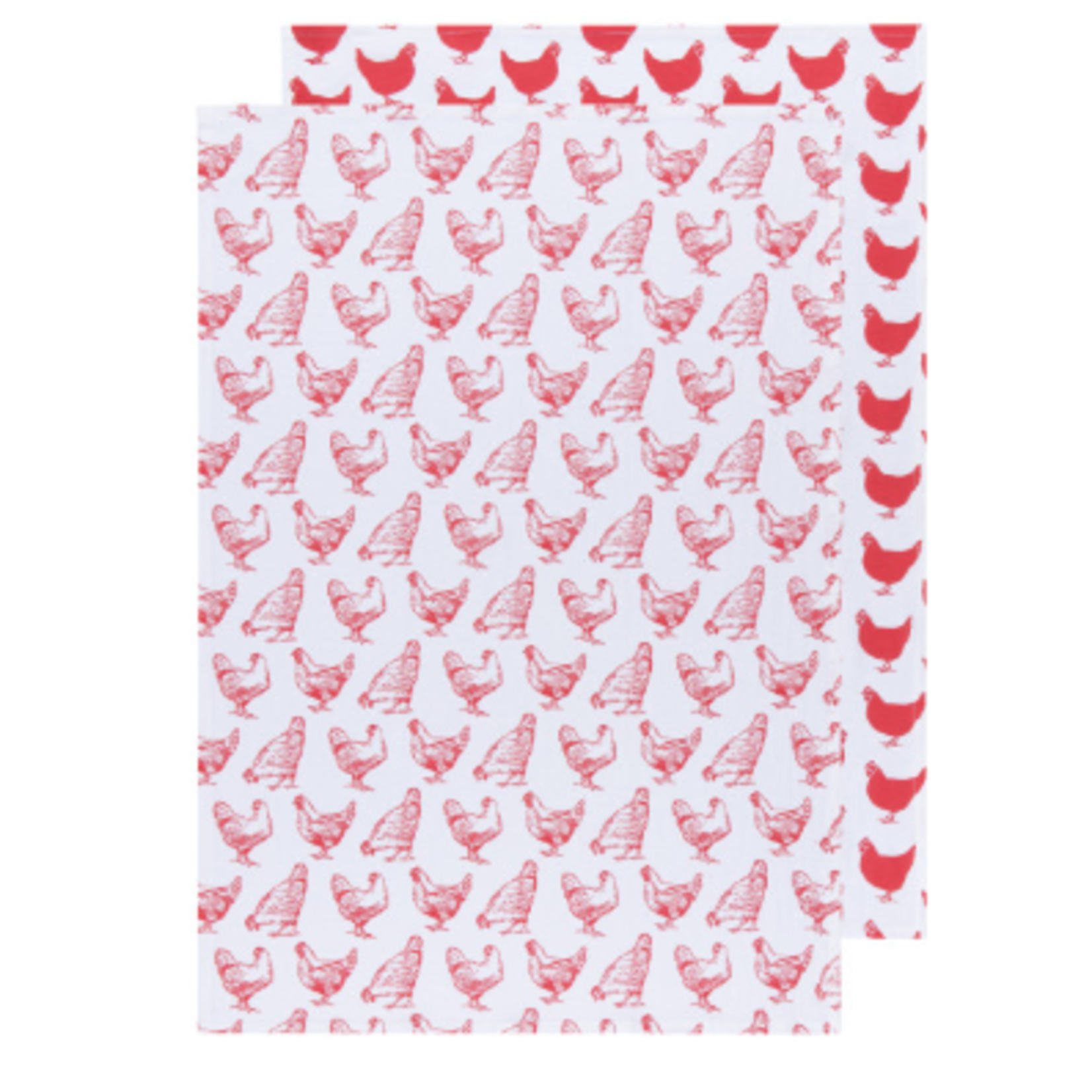 Danica Brands Dishtowel Floursack Set/2 - Chickens Red | Danica Brands