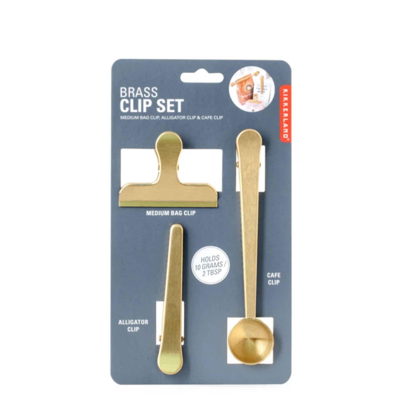 Kikkerland Coffee Brass Clip S/3 | Kikkerland