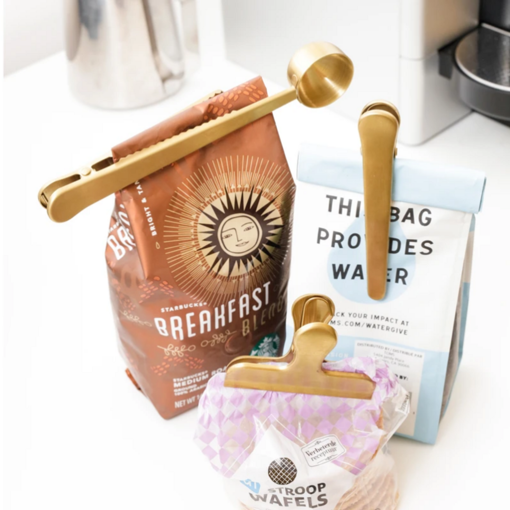 Kikkerland Coffee Brass Clip S/3 | Kikkerland