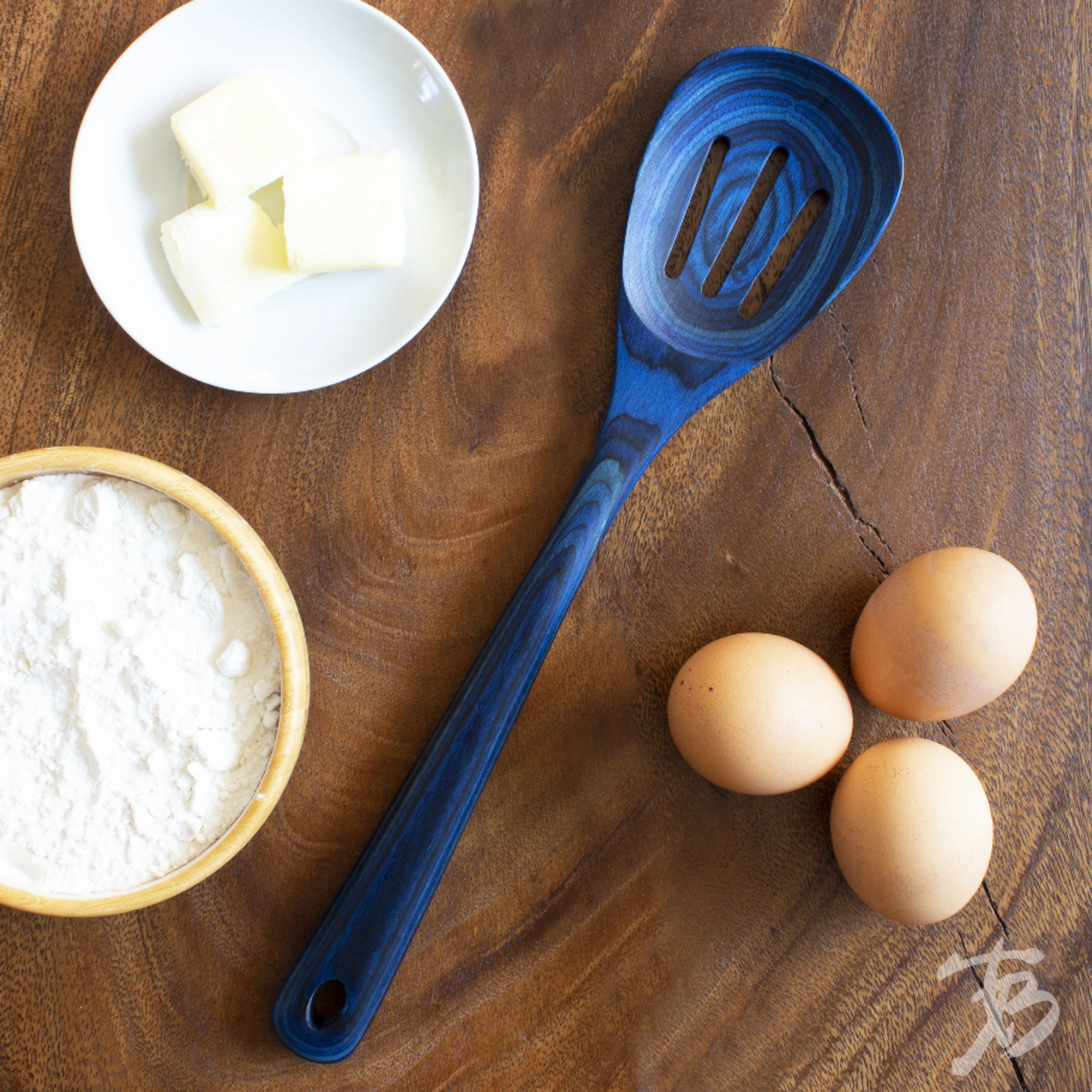 Totally Bamboo Malta Blue Slotted Spoon | Totally Bamboo
