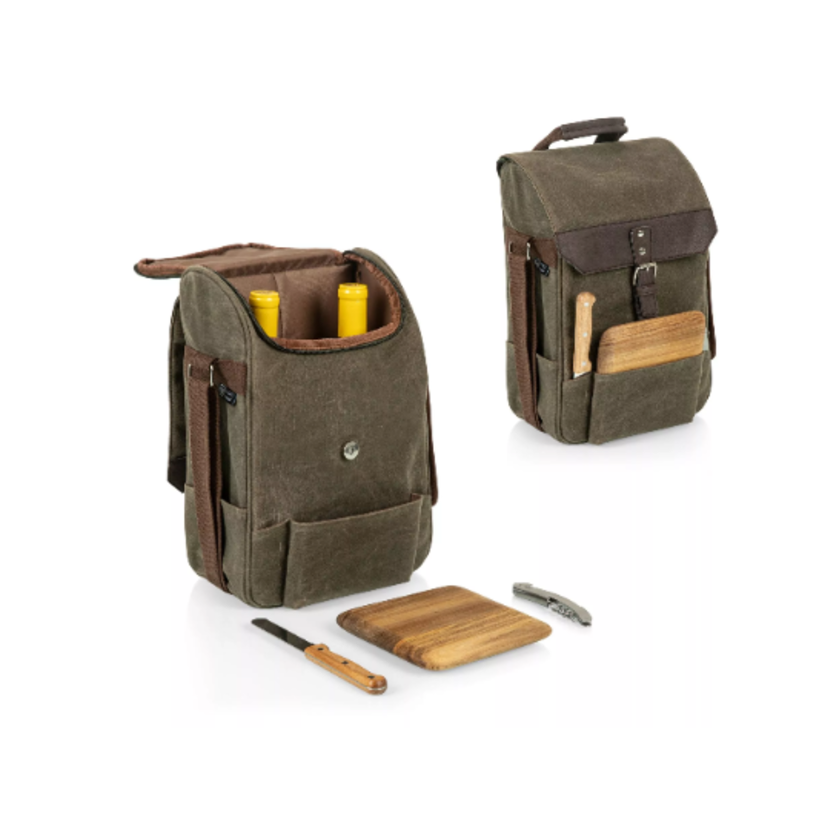 Picnic Time 2 Wine & Cheese Bag, Green | Picnic Time