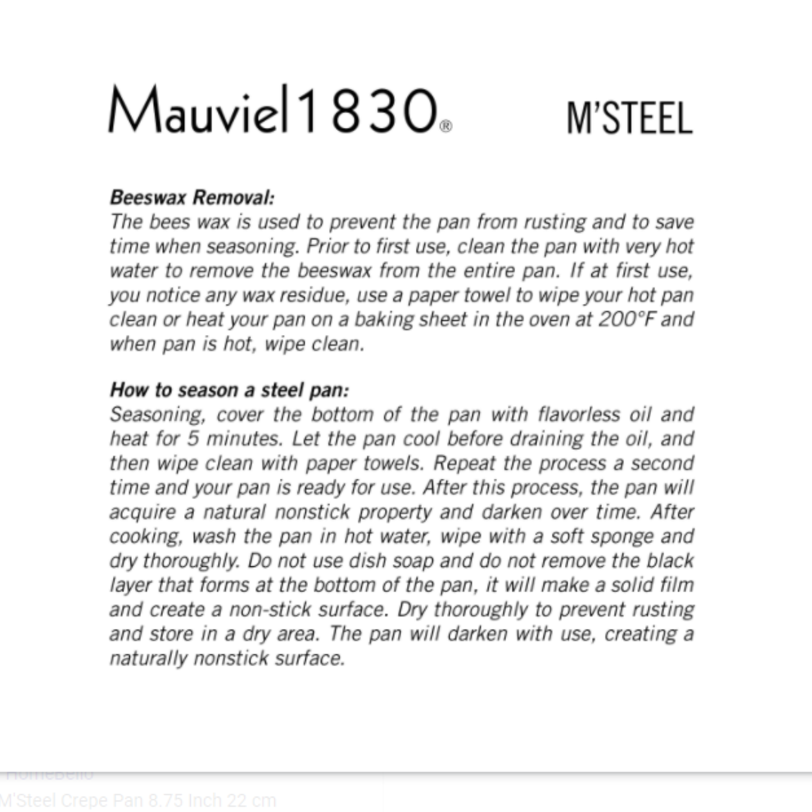 Mauviel Mauviel M'Steel, Crepe Pan 9.5"