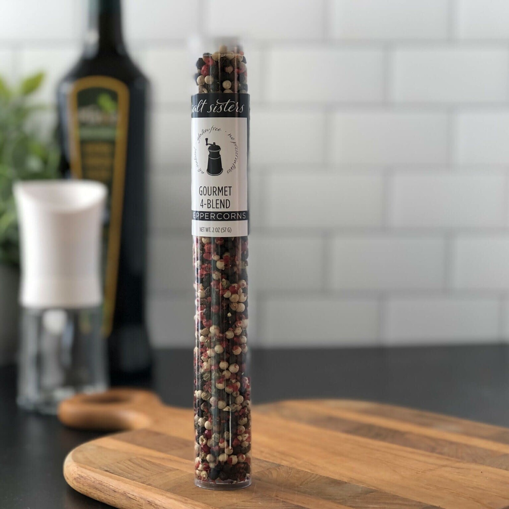 Salt Sisters Grinder Refill Tube - Gourmet 4-Blend Peppercorns - 2 oz