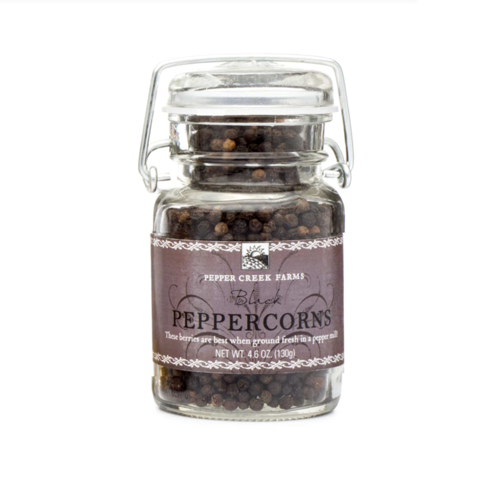 Pepper Creek Farms Black Peppercorns, small jar