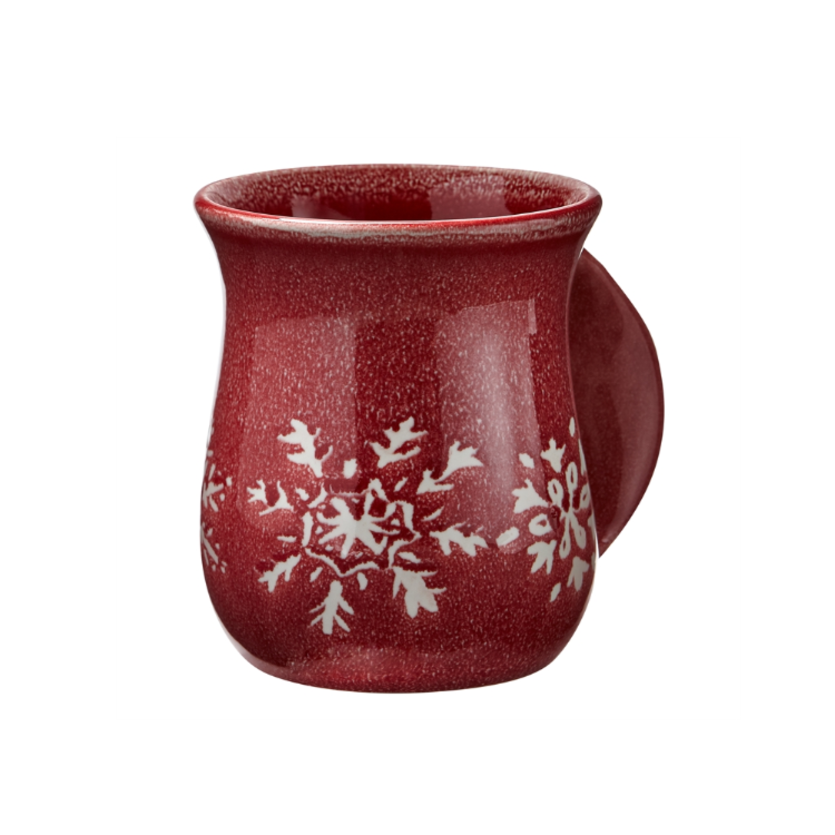 Tag Hand Warming Mug, Snowflake Red