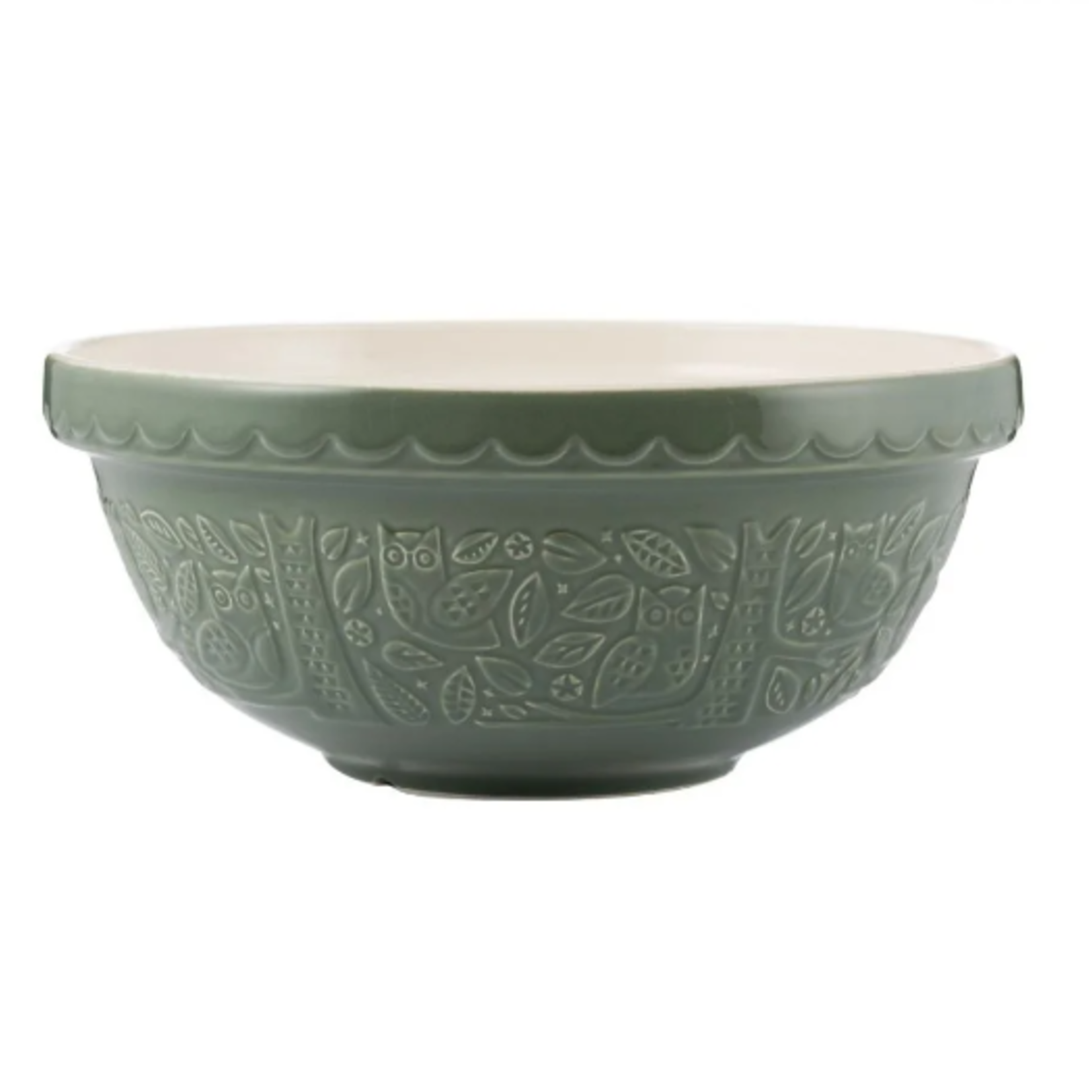 Mason Cash In the Forest S18 (2.85 Qt) Embossed Mixing Bowl - Owl (Green) | Mason Cash