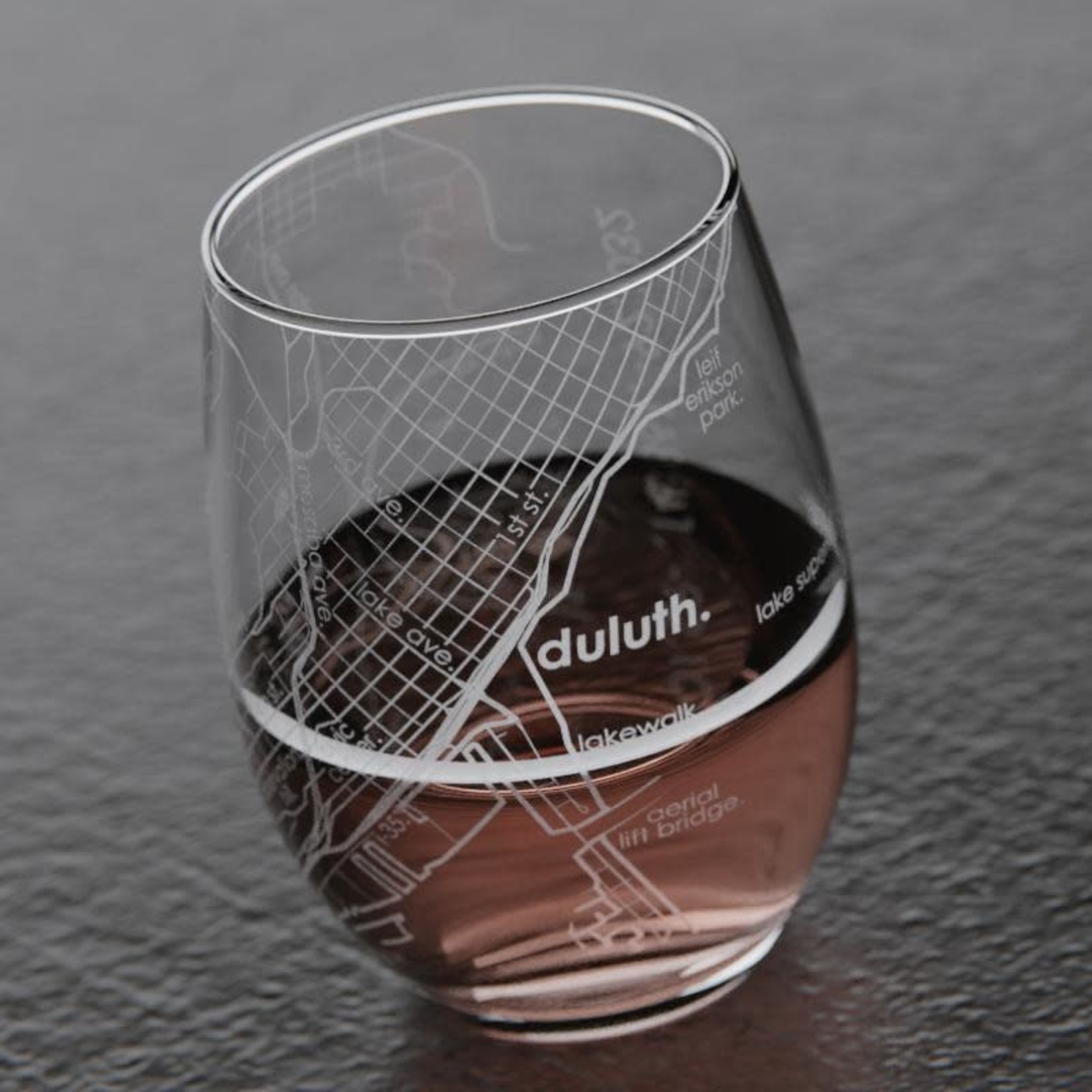 Well Told Duluth MAP Stemless Wine Glass | Well Told