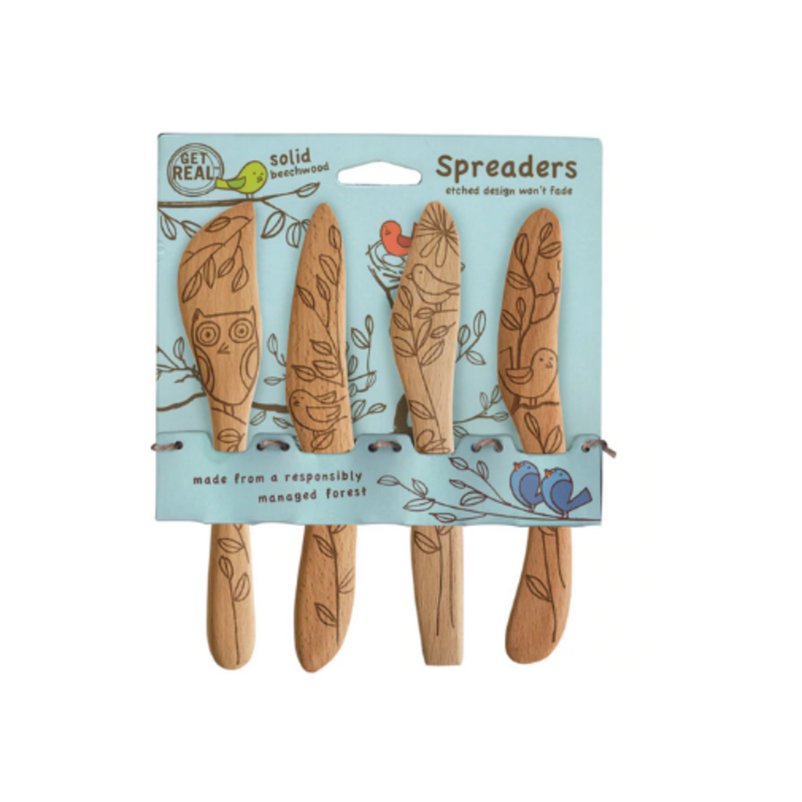 Talisman Design Beechwood Spreaders, Nature, Set4 | Talisman Design
