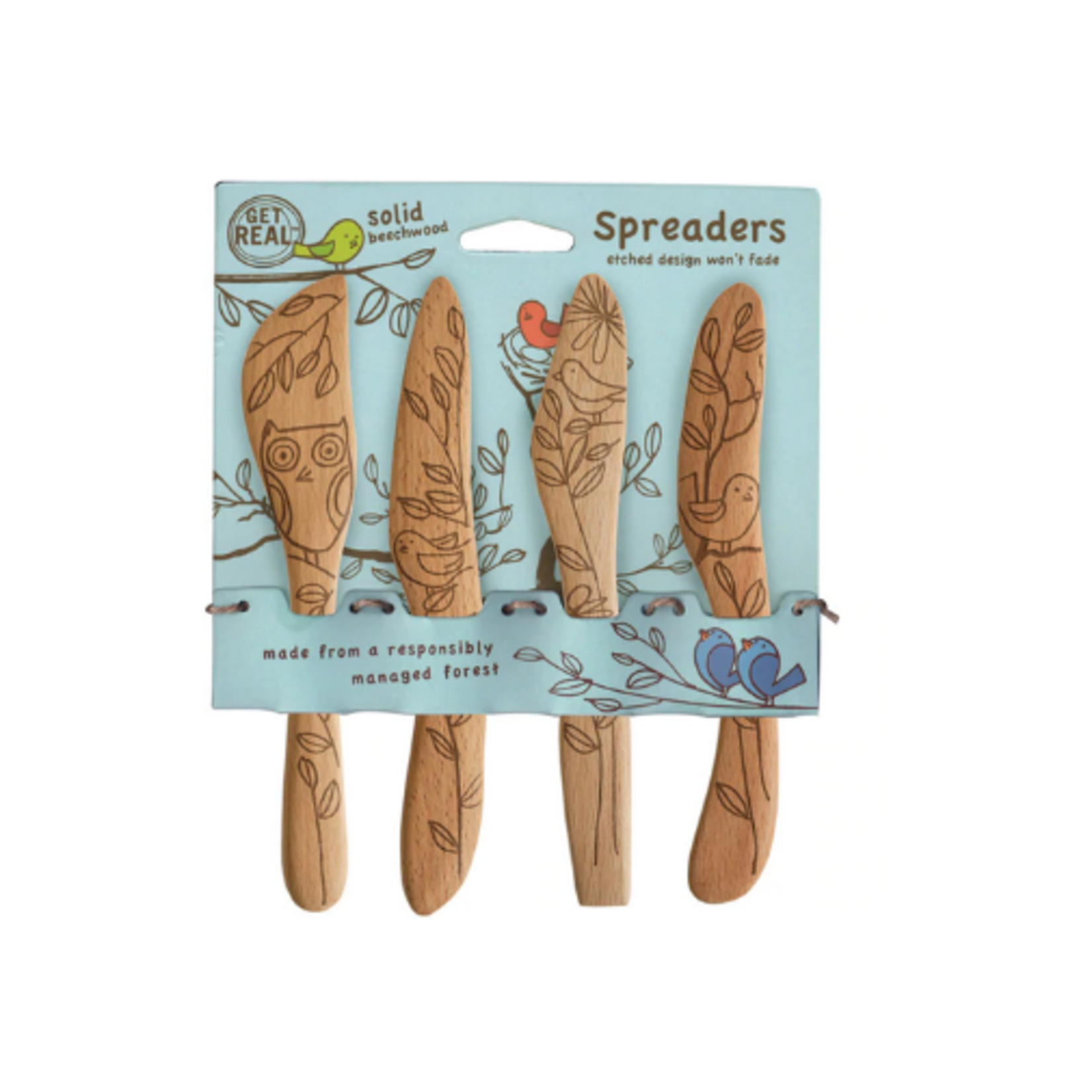 Talisman Design Beechwood Spreaders, Nature, Set4