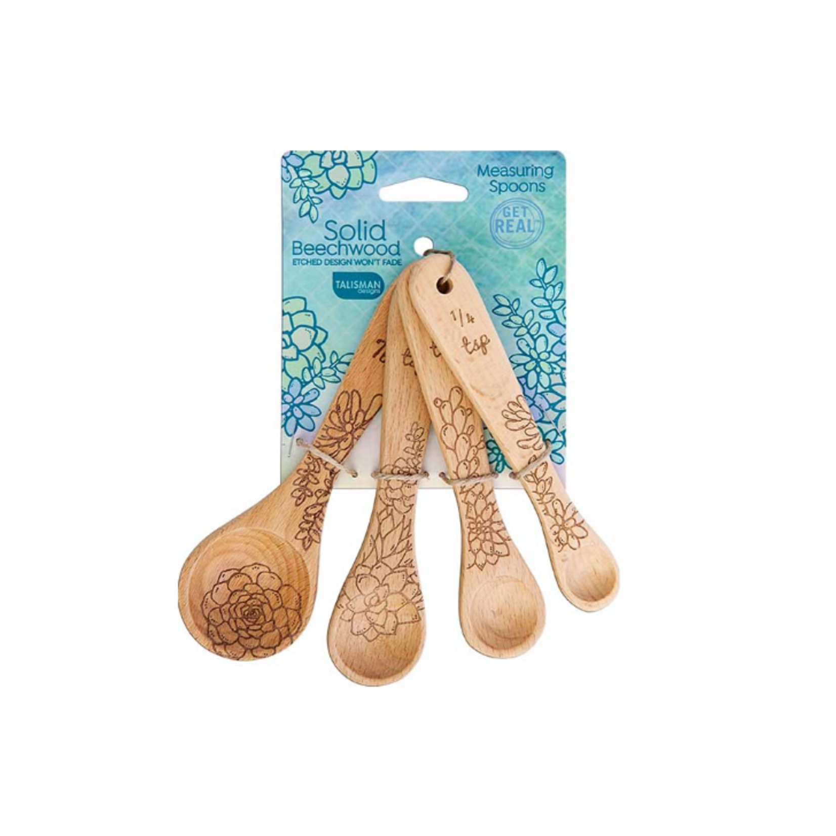 Talisman Design Beechwood Measuring Spoons, Succulent Set4 | Talisman Design