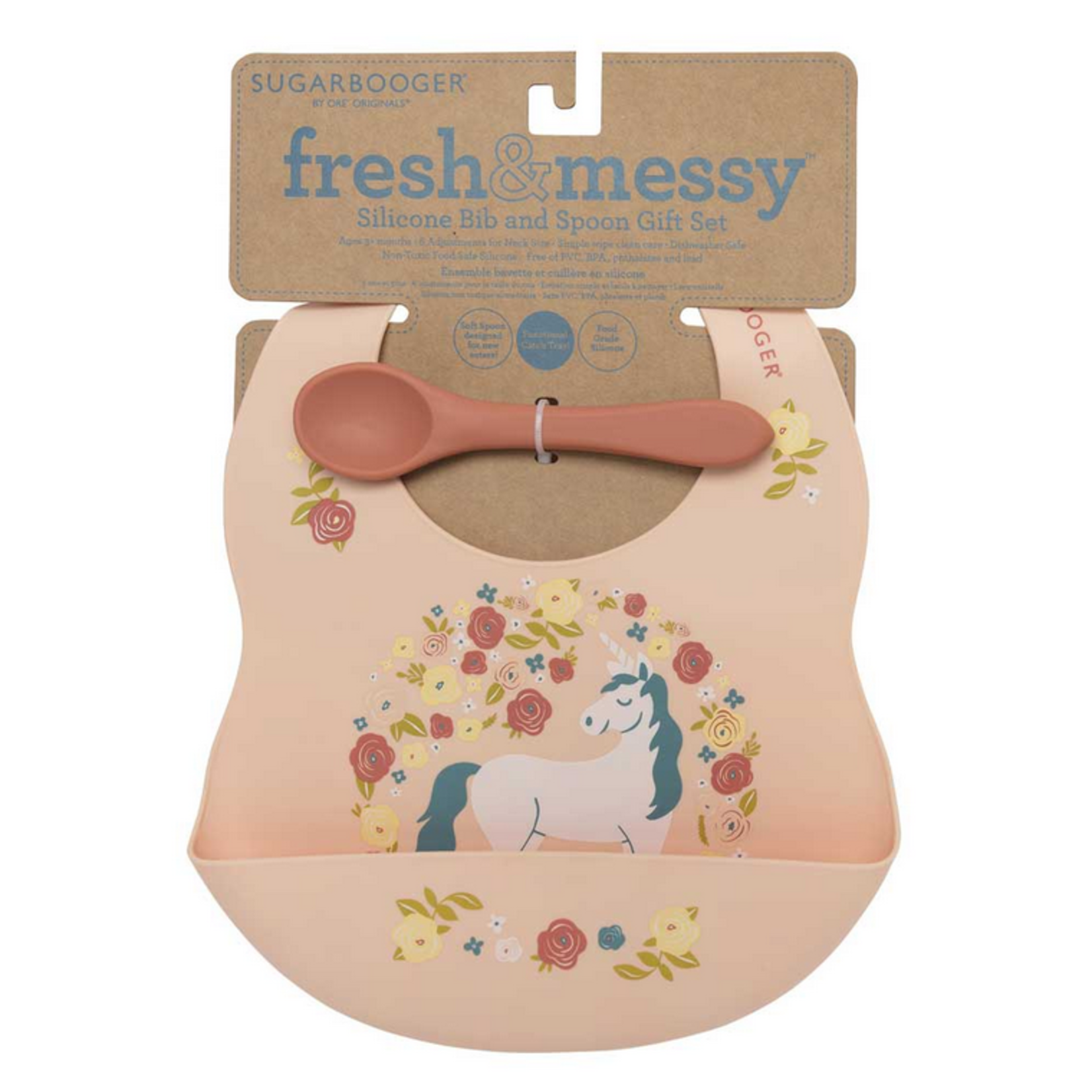 ORE Originals Fresh & Messy  Silicone Bib & Spoon Set | Unicorn