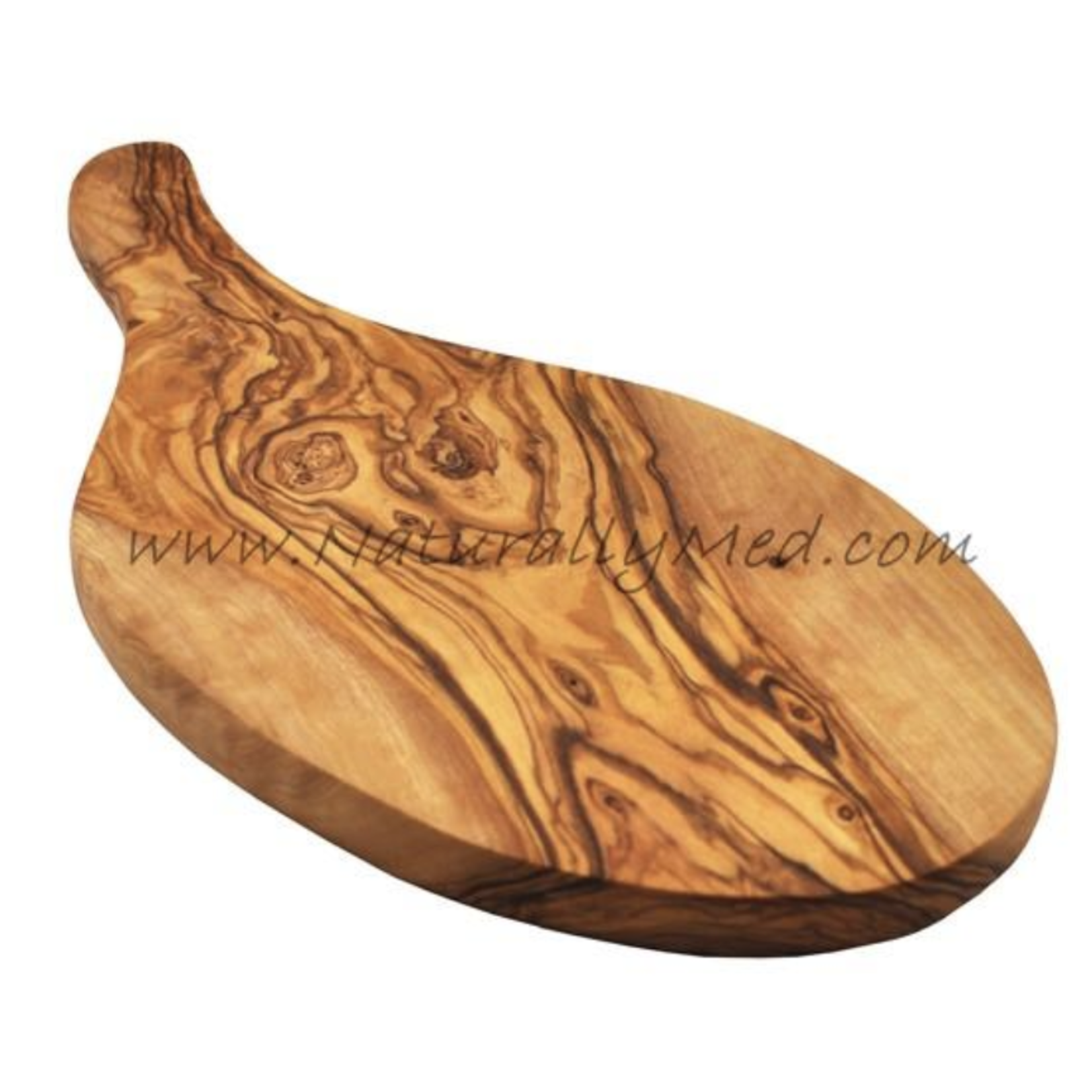 Naturally Med Olive Wood Garlic Board w/ Handle | Naturally Med