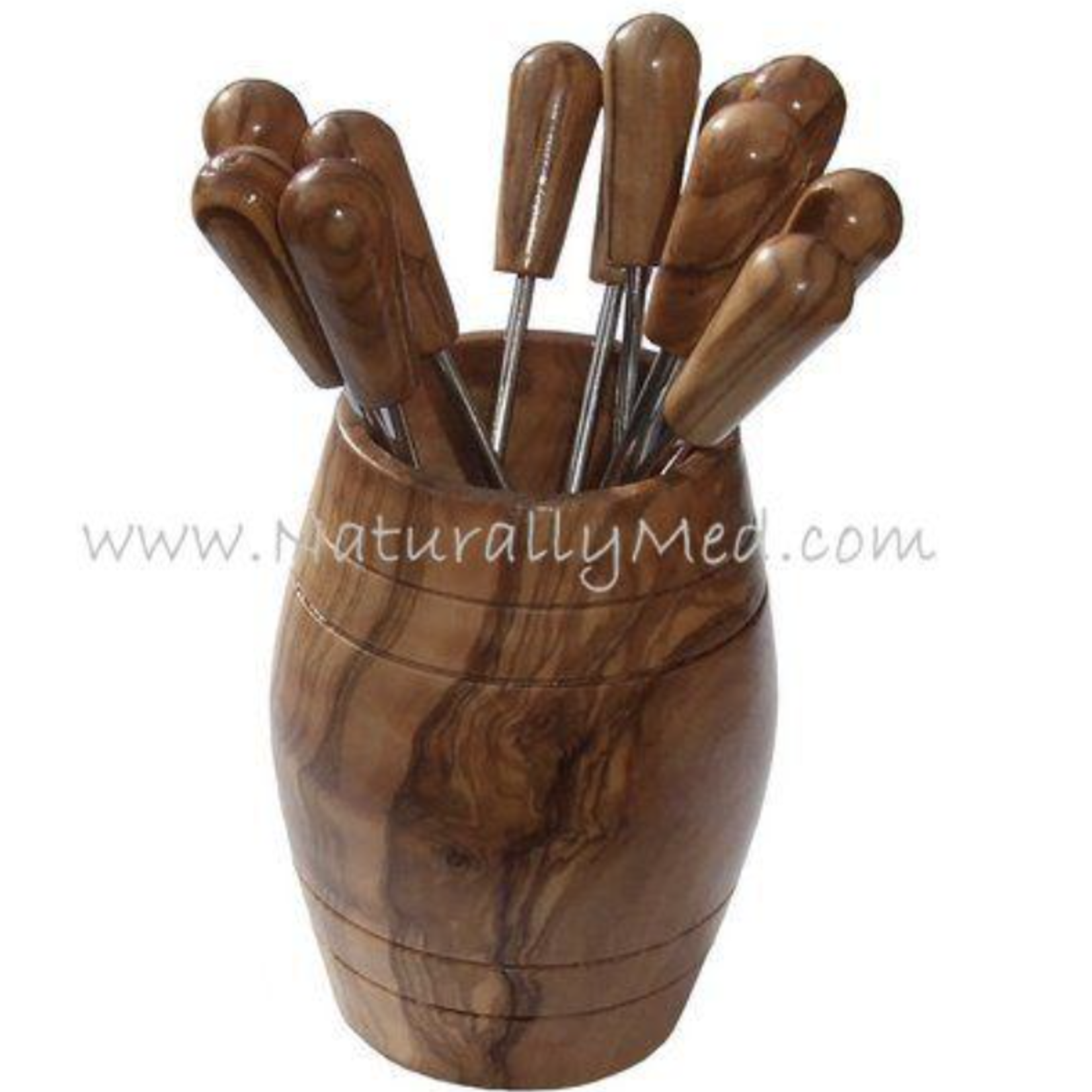 Naturally Med Olive Wood Olive Picks (6) in Barrel | Naturally Med