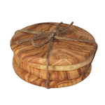 Naturally Med Olive Wood Pebble Coasters - Set of 4