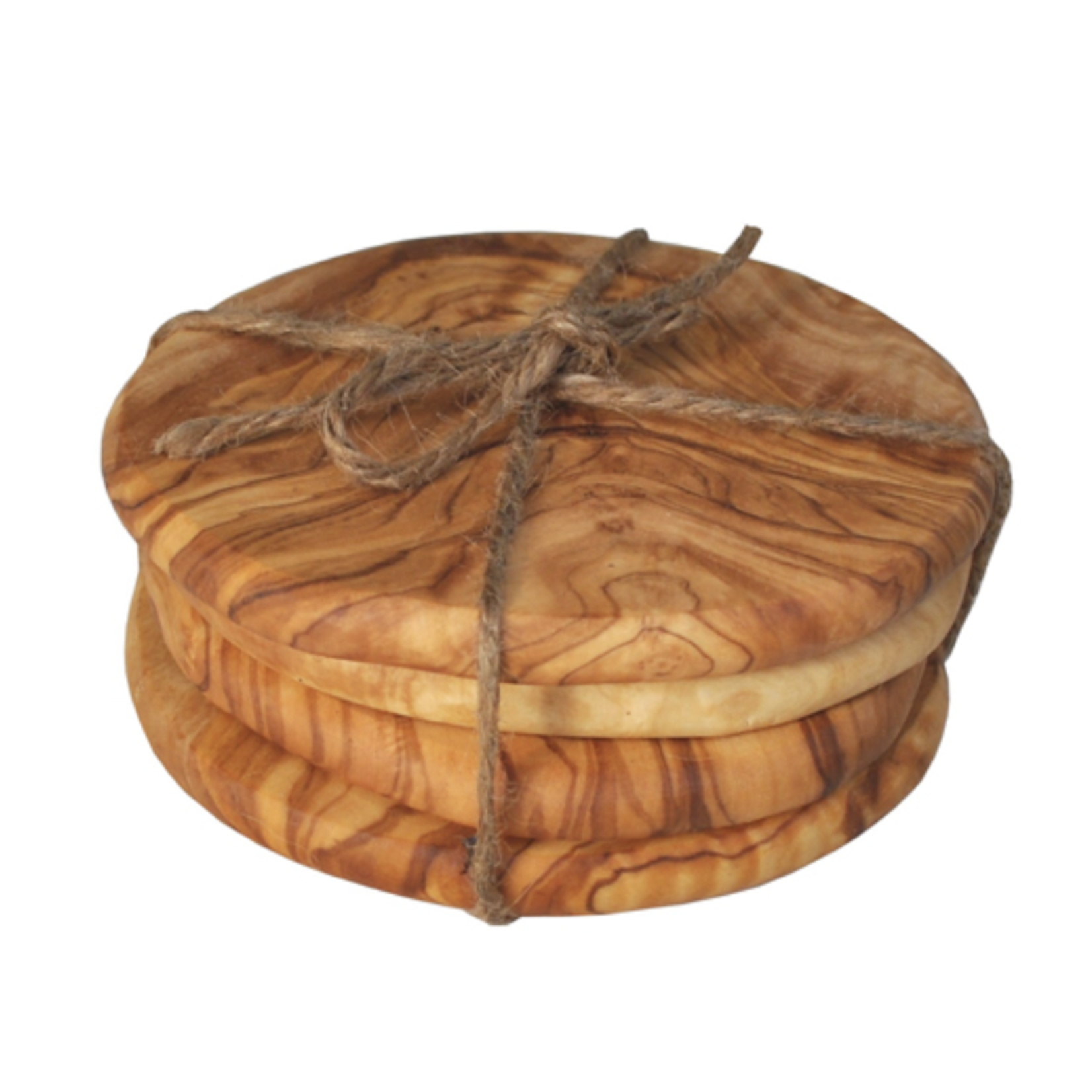 Naturally Med Olive Wood Pebble Coasters - Set of 4