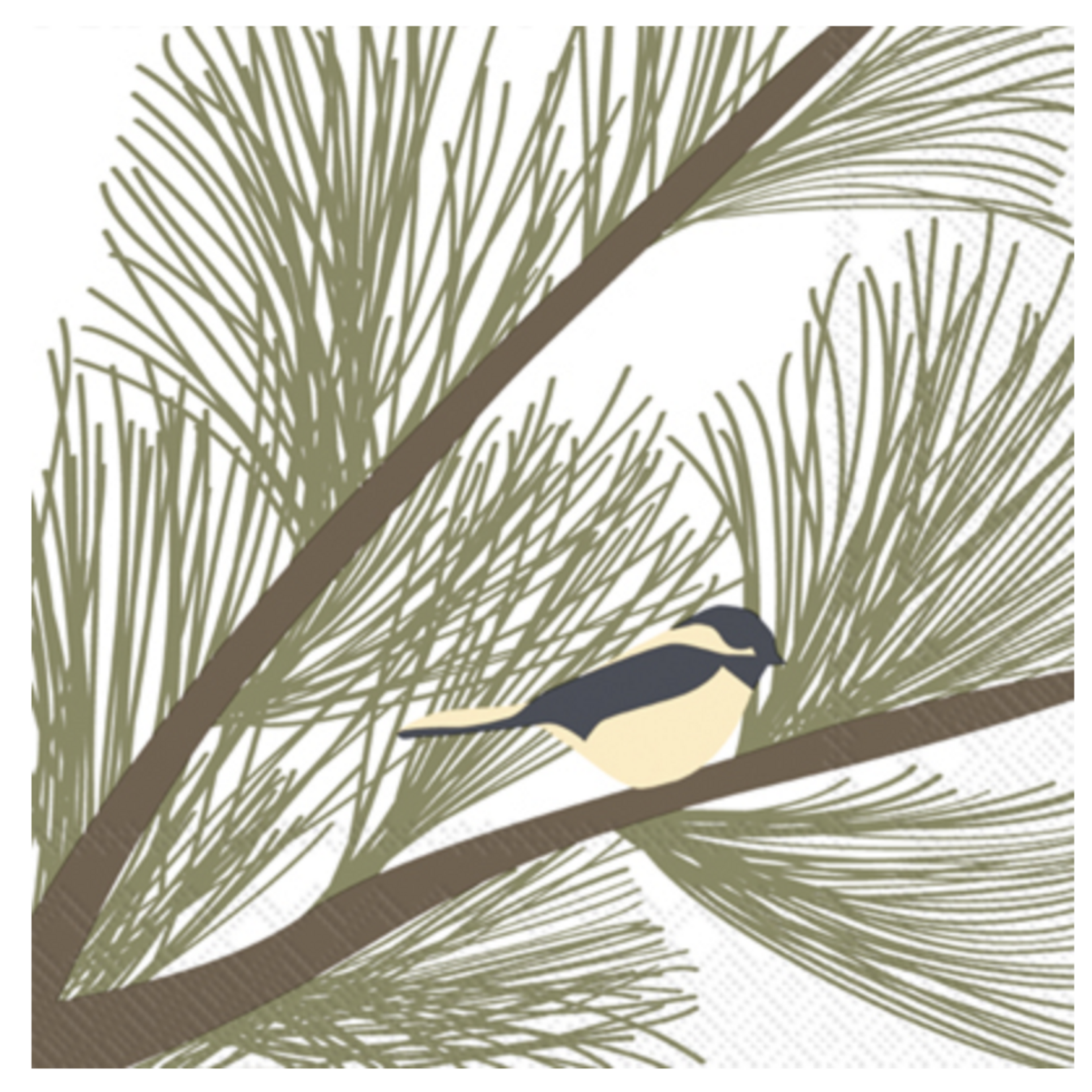 Boston International Cocktail Napkin, Chickadee & Pine | Boston International