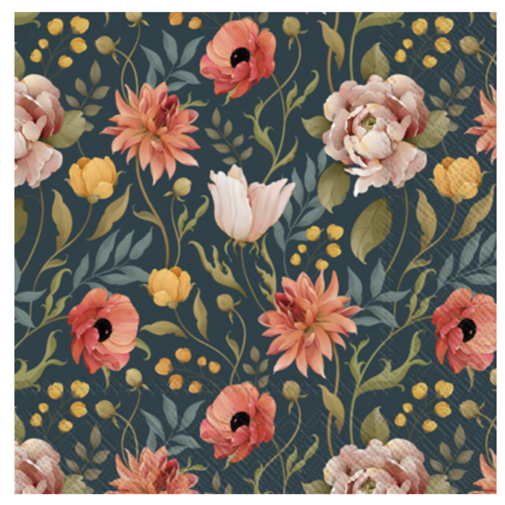 Boston International Luncheon Napkin, Flower Story Blue | Boston International