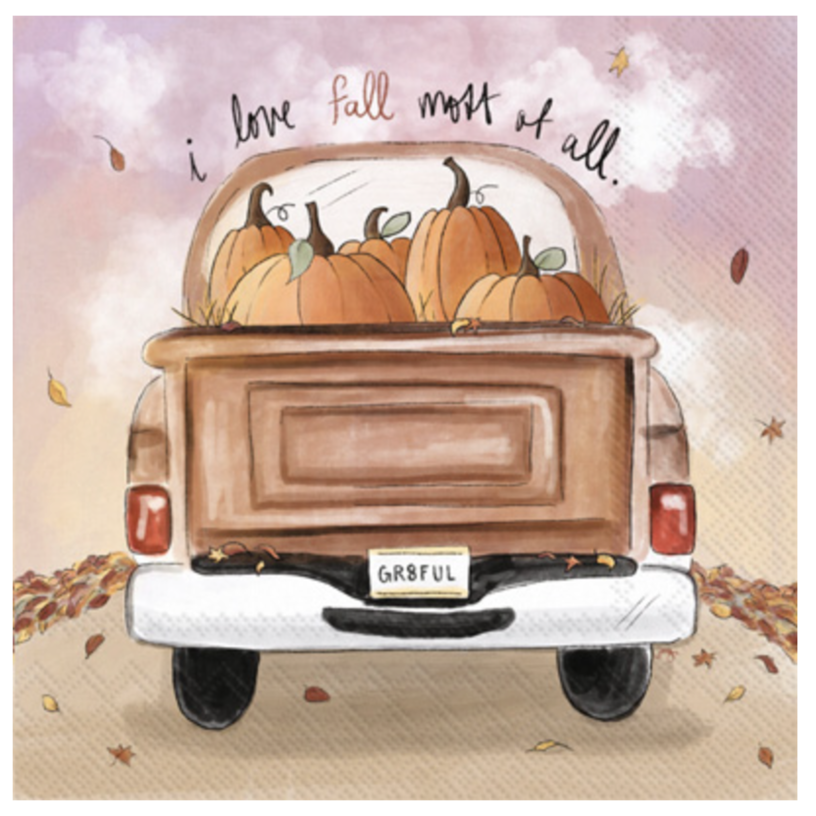 Boston International Cocktail Napkin, I Love Fall Truck