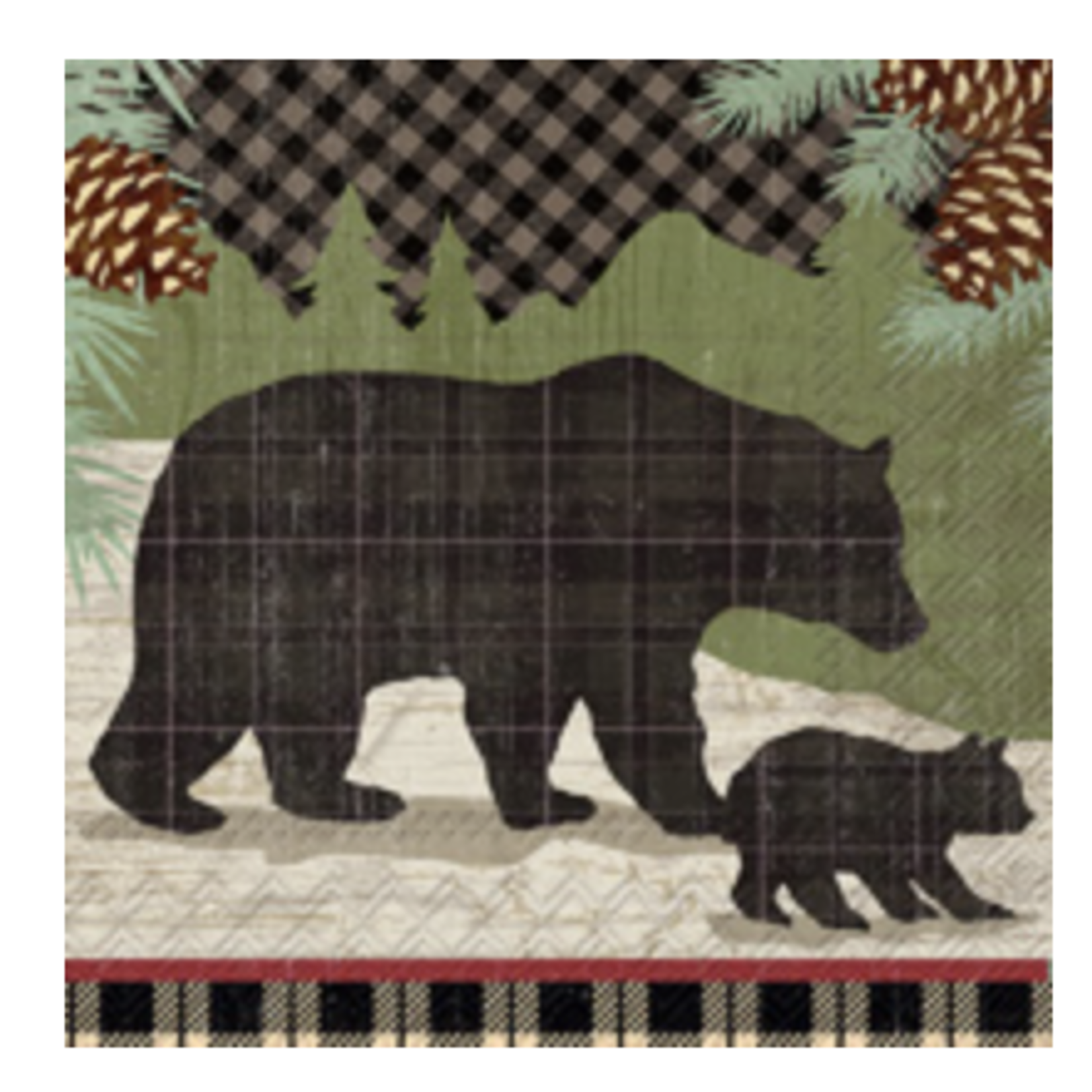 Boston International Cocktail Napkin, Black Bears