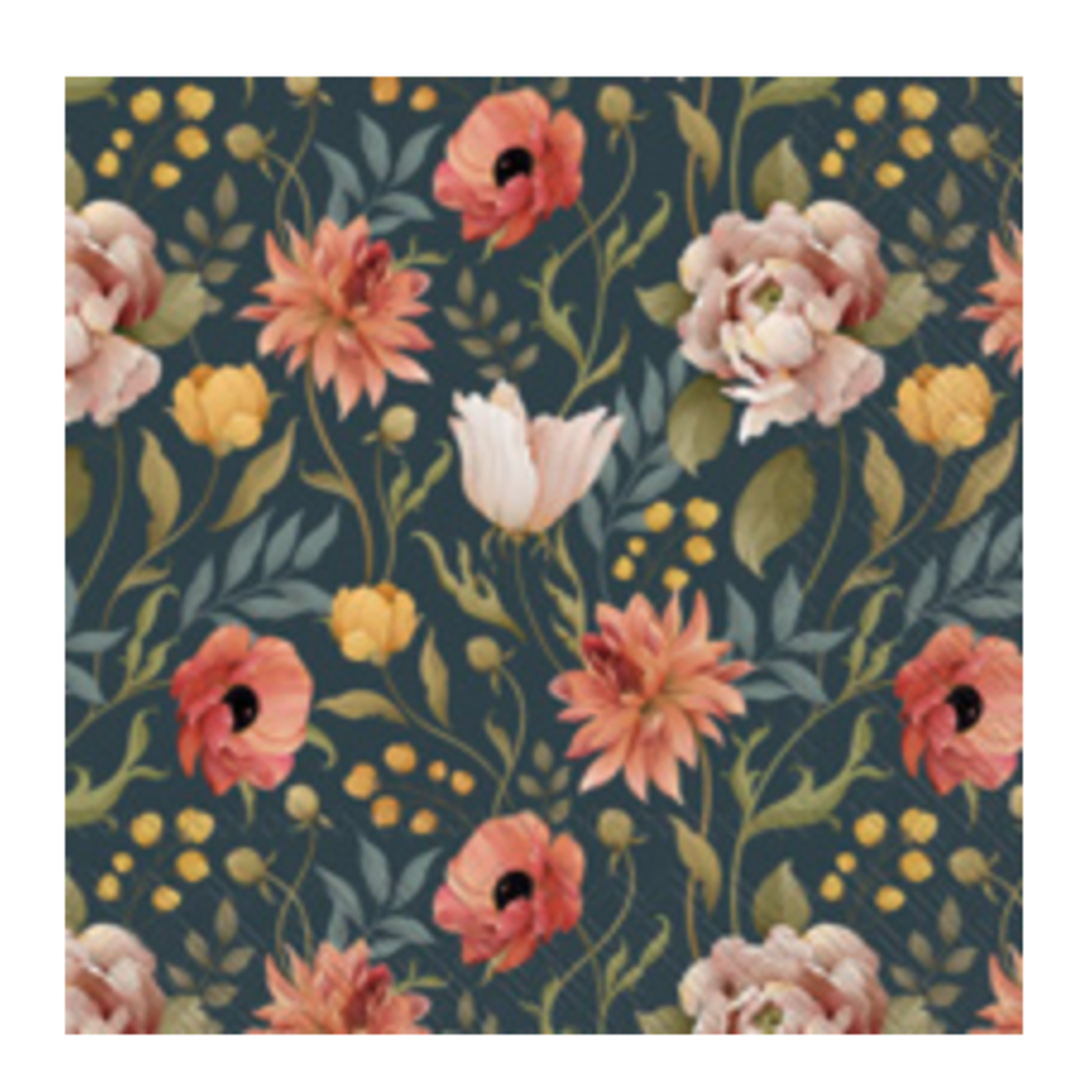 Boston International Cocktail Napkin, Flower Story Blue | Boston International