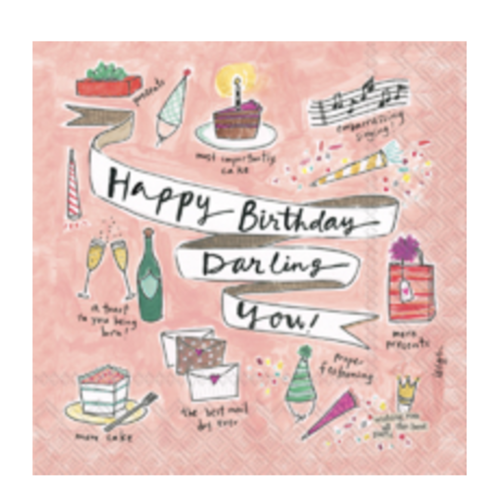 Boston International Curly Girl Cocktail Napkin - Happy Birthday Darling | Boston International
