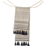 Ganz Black Grey & Natural Color Block Throw Towel