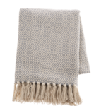 Ganz Grey & Natural Diamond Woven Throw Towel