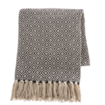 Ganz Black & Natural Diamond Woven Throw Towel