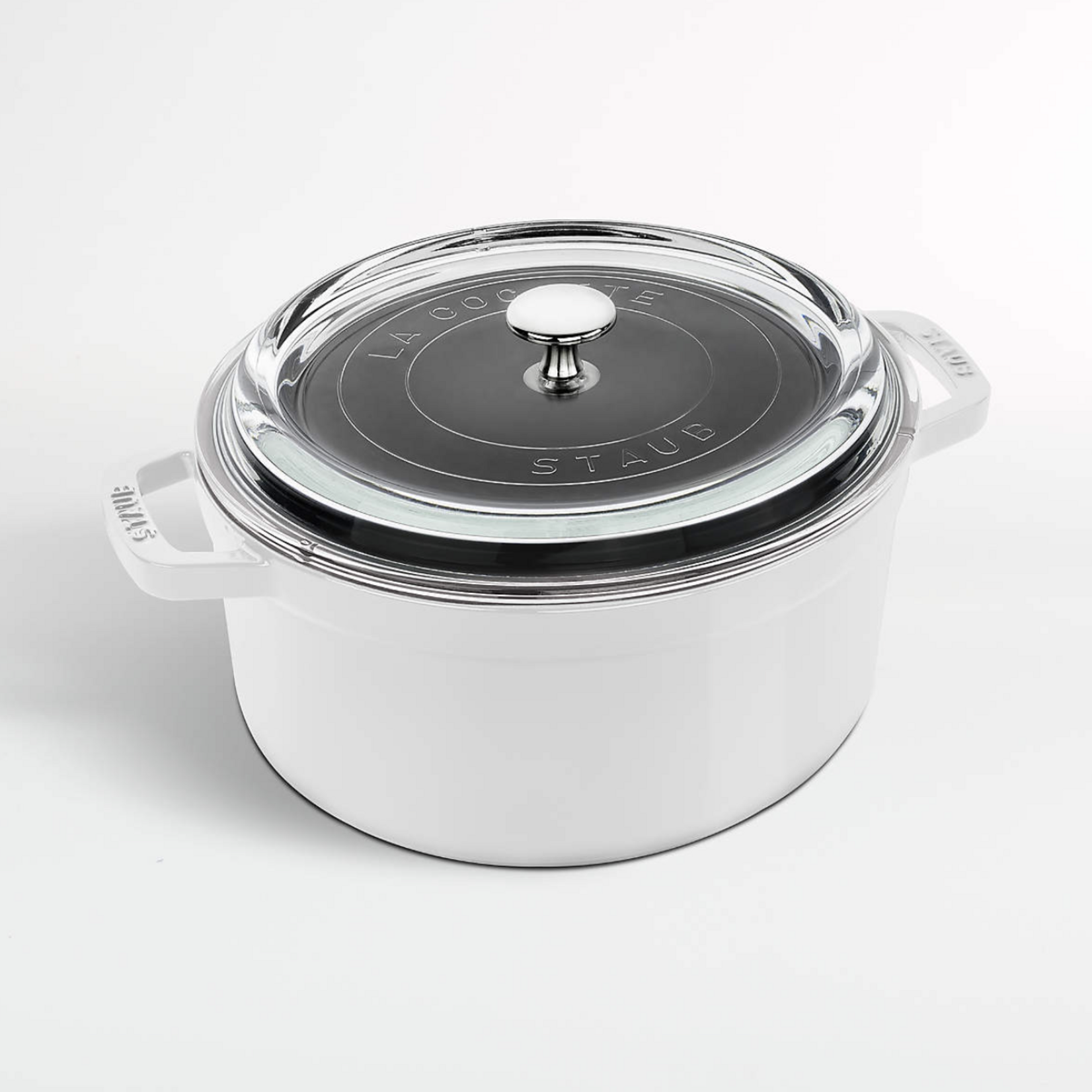 Staub Round Cocotte w/ Glass Lid, 4Qt, White Truffle | Staub