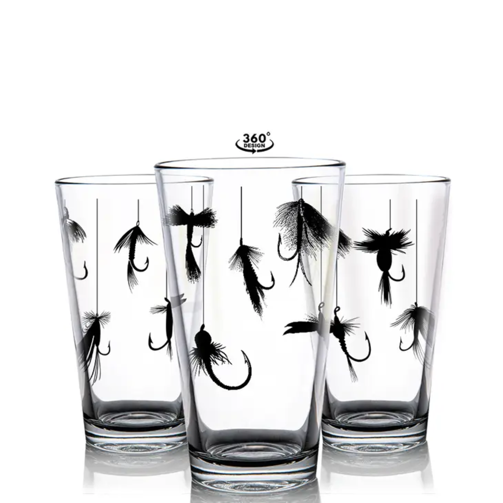 1 Brilliant Gift Pint Glass - Fishing Flies Silhouette