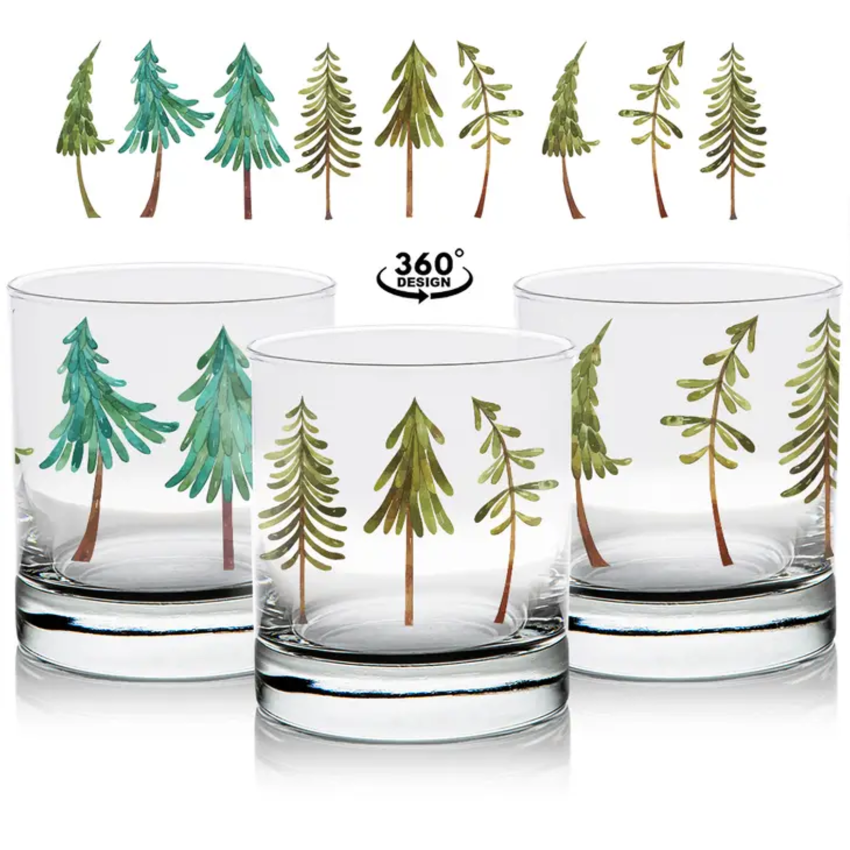 1 Brilliant Gift Whiskey Glass - Pine Trees (Color)