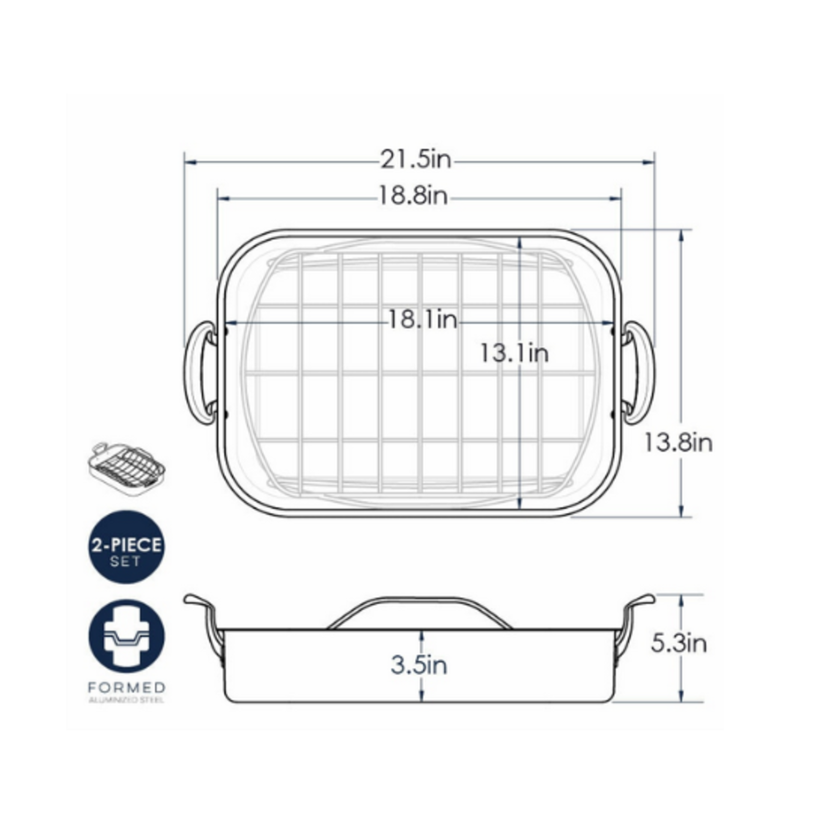 Nordicware Turkey Roaster w/Rack( L: 18.1 in. W: 13.1 in. H: 3.5 in.) | Nordicware