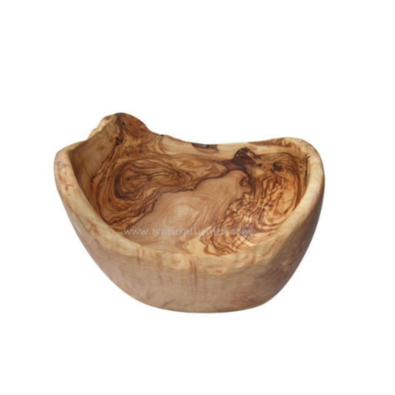 Naturally Med Olive Wood Boat-Shaped Natural Fruit Bowl - 8.5"