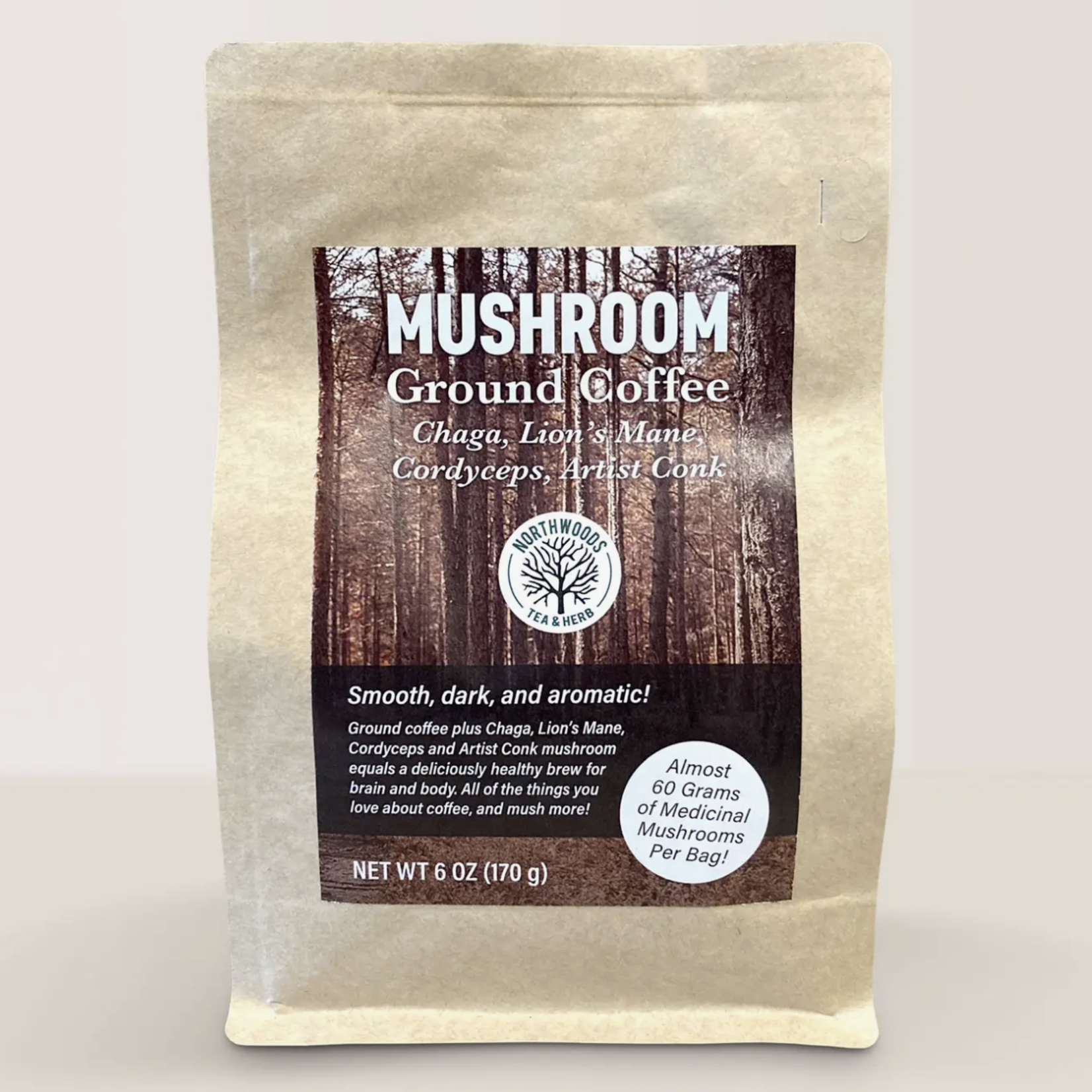 Northwoods Tea & Herb Mushroom Ground Coffee | Northwoods Tea & Herb
