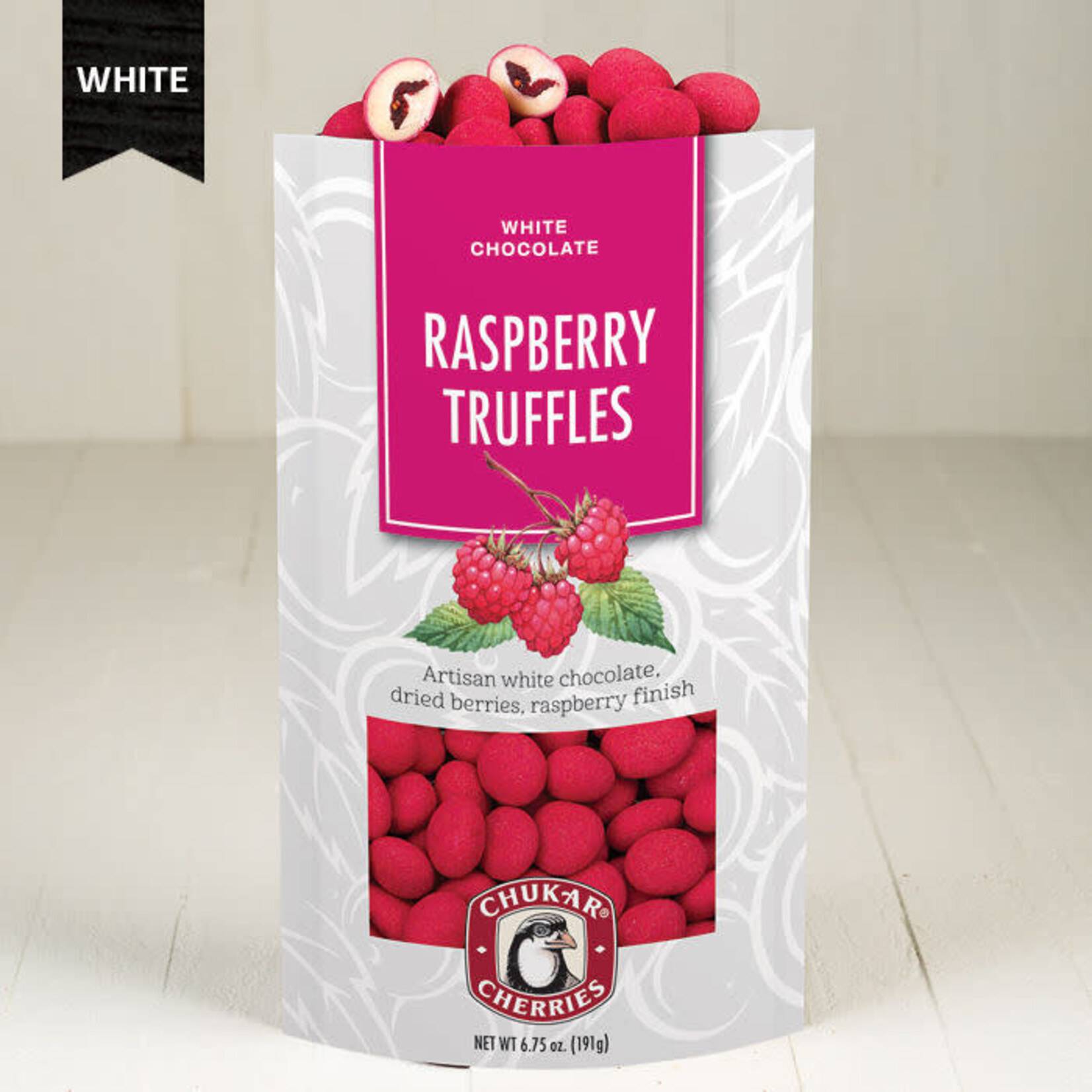 Chukar Cherry Company Raspberry Truffles - White Chocolate 6.75oz